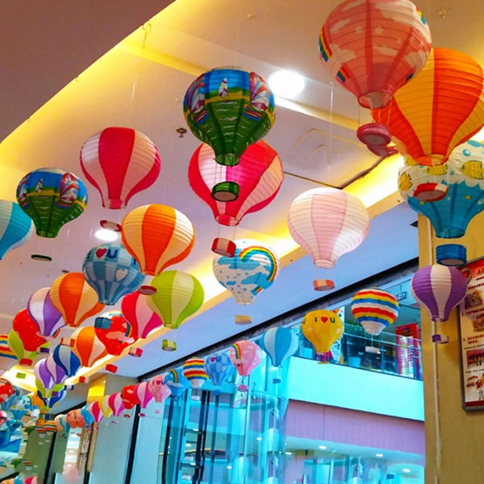 Papierowy lampion okrągły 30 cm biały balon na gorące powietrze dekoracyjny
