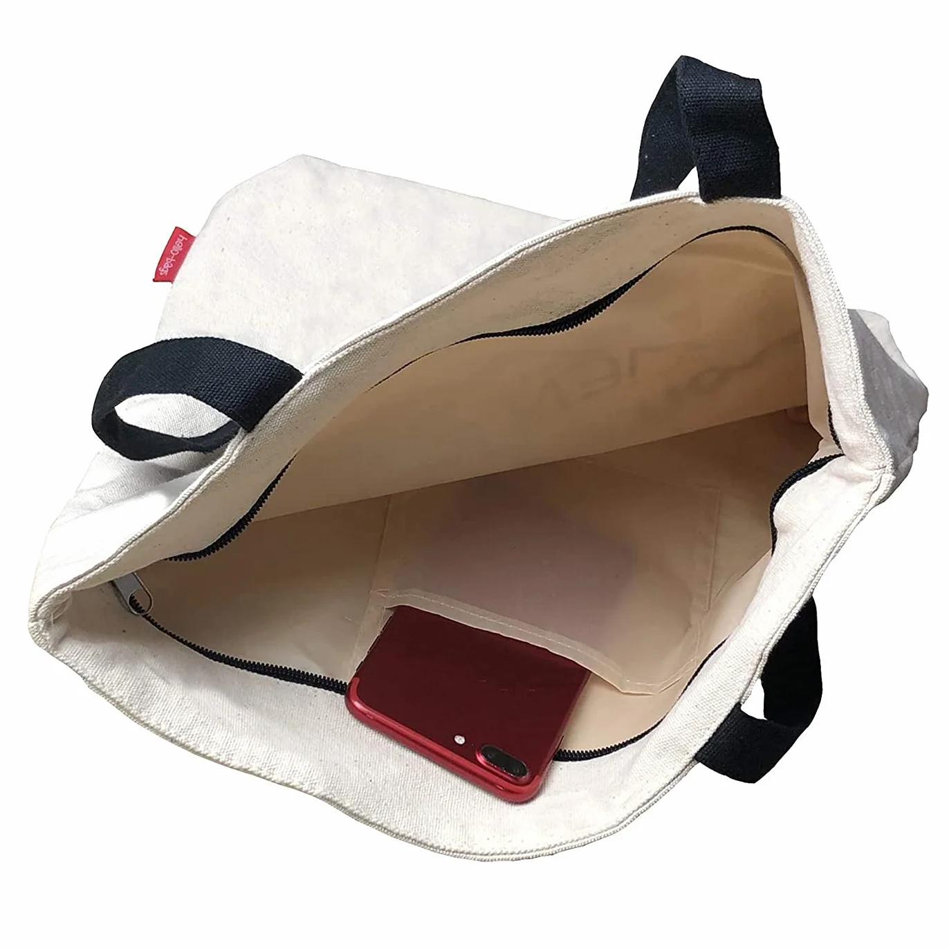 Hello-Bags. Płócienna torba na zakupy. Strona zewnętrzna: 100% bawełna. Zawiera zamek błyskawiczny, podszewkę i wewnętrzną kieszeń. Zapakowany w kopertę na prezent Kraft Model: "IFNOTHING". Kolor: Ecru. Wymiary: 37 * 38 cm., Ecru, 38 centimeters, Płócienn