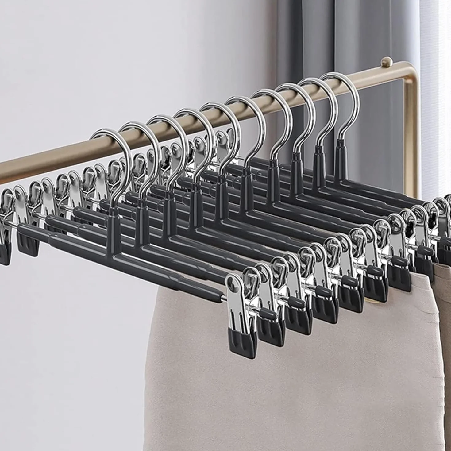 Wieszak na spodnie metalowy chromowany antypoślizgowy 36 cm zestaw 10 sztuk