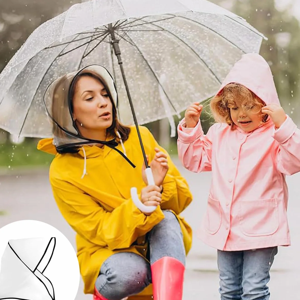 Czapki przeciwdeszczowe dla kobiet, 5 szt., przezroczysta plastikowa czapka, wodoodporna osłona, chroni fryzurę, przezroczysty, wodoodporny czepek przeciwdeszczowy ze sznurkiem, przenośne czapki