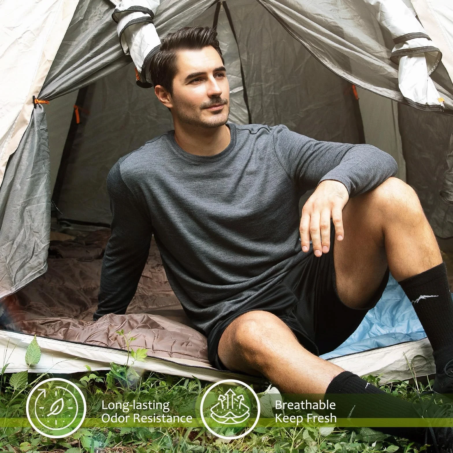 Merino Protect 100% Wełna Merino Męska Miękka Koszula Z Długim Rękawem Antyodorowa Ciepła Bielizna Wewnętrzna Odpowiednia Do Polowania I Wędrówek