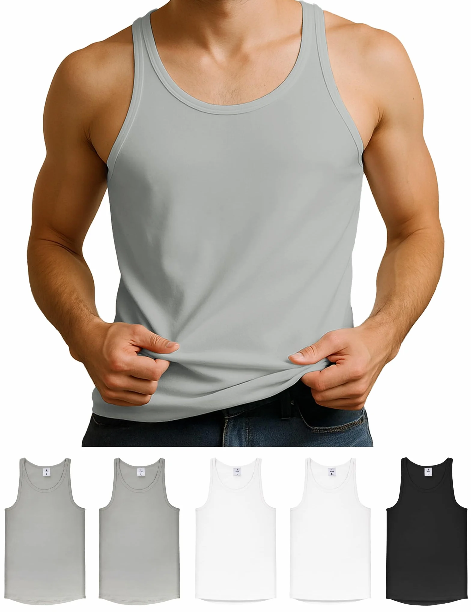 ALPIDEX 5 Sztuk Mężczyźni Tank Top Męski Podkoszulek 100% Bawełna Klasyczny Koszulka pod Pachami Mięśniowa Undershirt