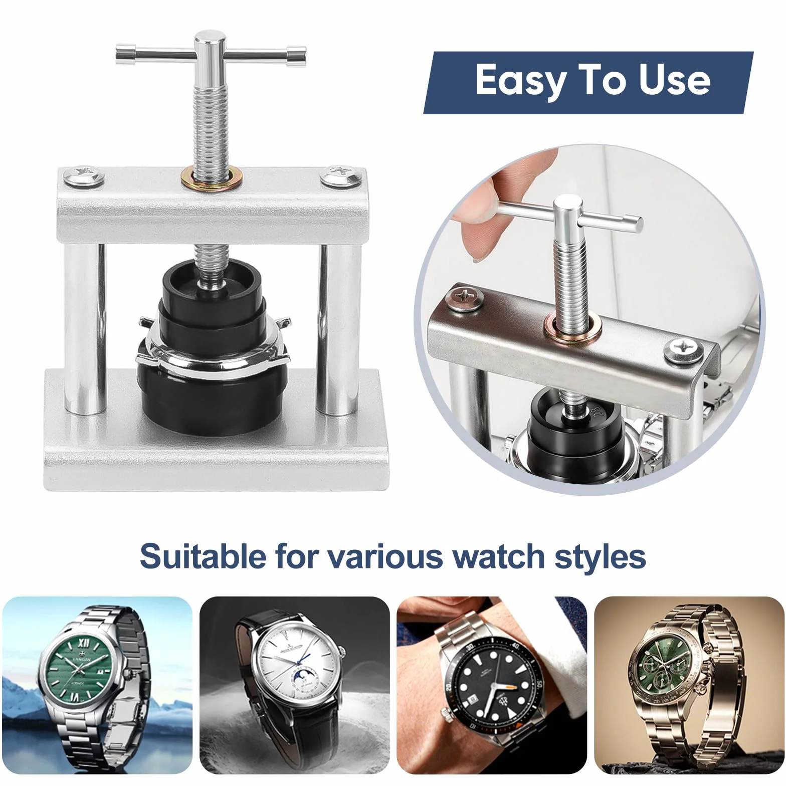 Zestaw Prasa do Zegarków, Wkładki z Tworzywa Sztucznego, Narzędzie Wymiany Baterii, Narzędzie Naprawy Zegarków, Prasa do Zamykania Obudowy z 12 Płytami Dociskowymi