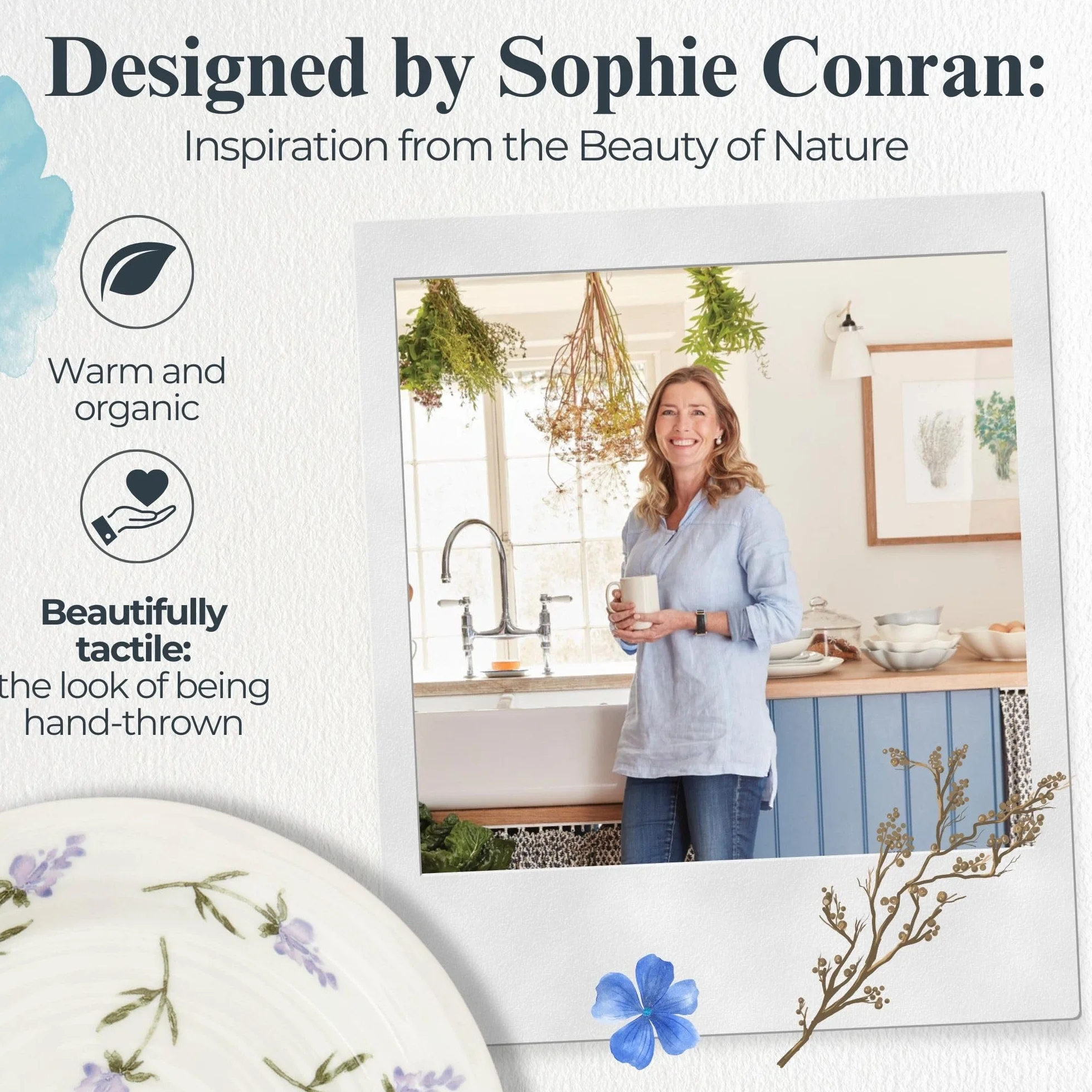 Portmeirion Sophie Conran Lavandula zestaw 4 talerzy bocznych porcelanowych 15 cm