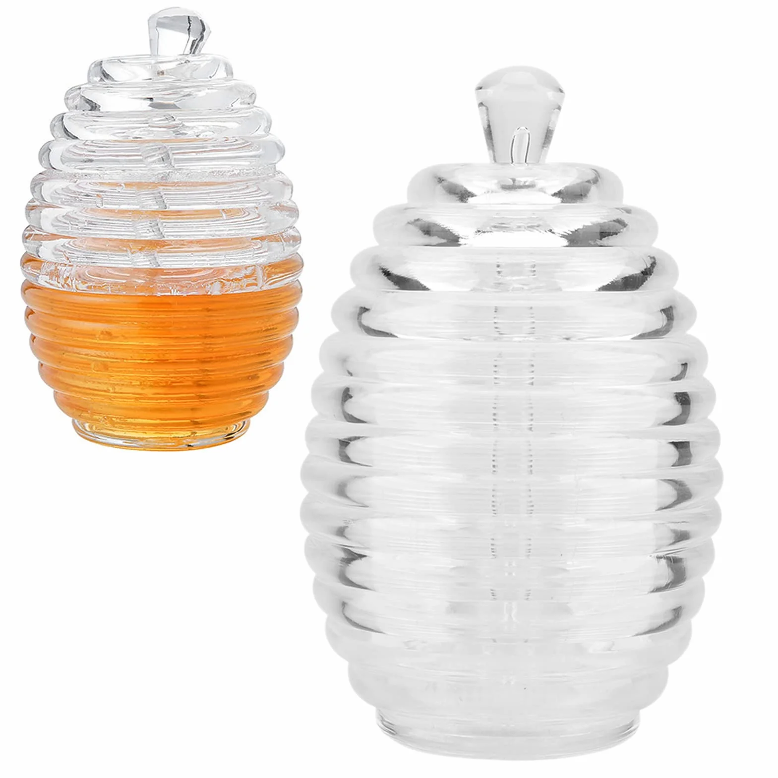 Szklany Słoik na Miód 265ml z Mieszadłem 9,3x14,3cm
