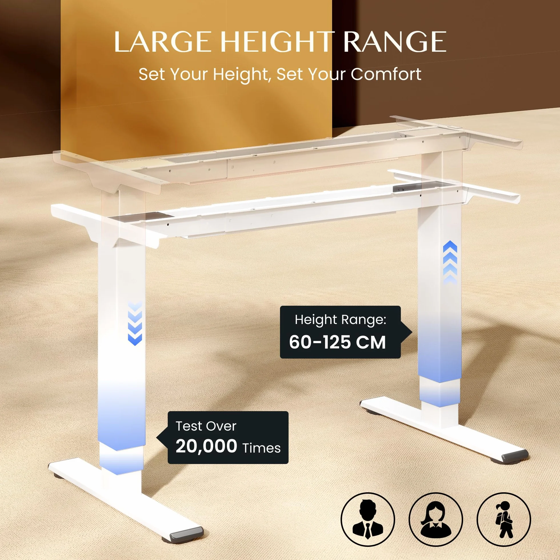FLEXISPOT EC5 Regulowany Stelaż Biurka, Podwójny Silnik, Regulacja Wysokości 60–125 cm, Szary