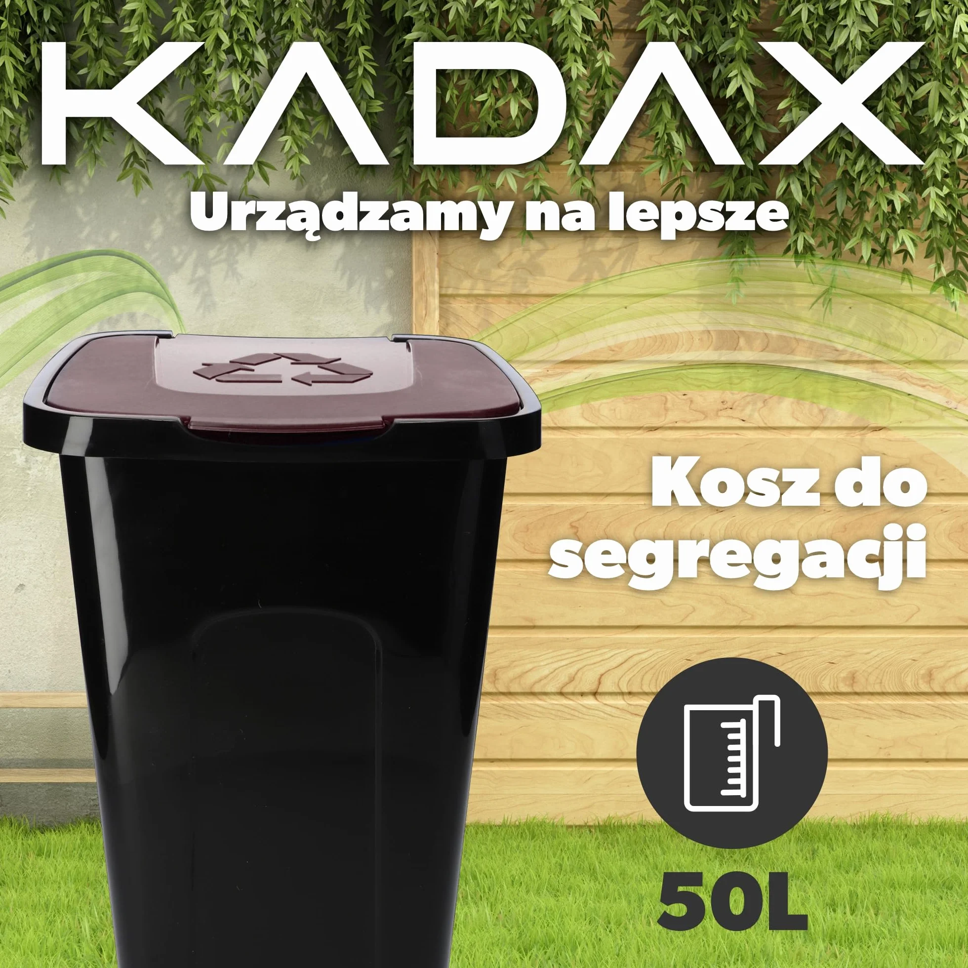 KADAX Kosz do segregacji 50 l brązowy prostokątny