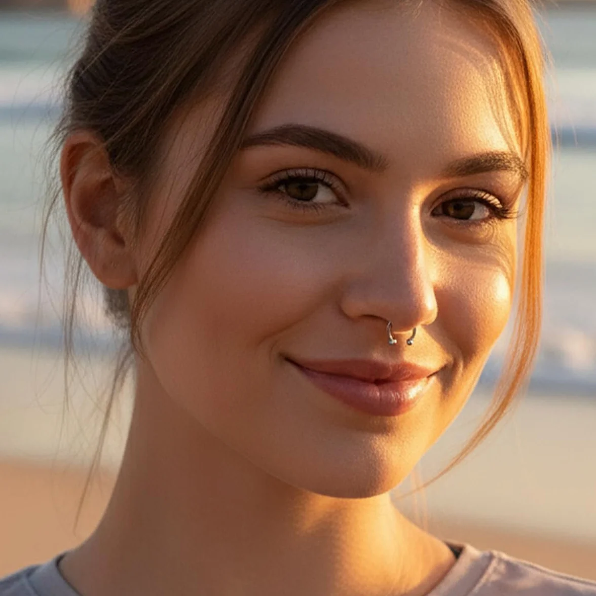 2 szt. tytanowe pierścienie do nosa z gwintem wewnętrznym, podkowa, okrągła sztanga, septum, biżuteria 16G, 14G, 12G, 10G, kolczyk do nosa, biżuteria, muszla, helix, wieża, wargi,