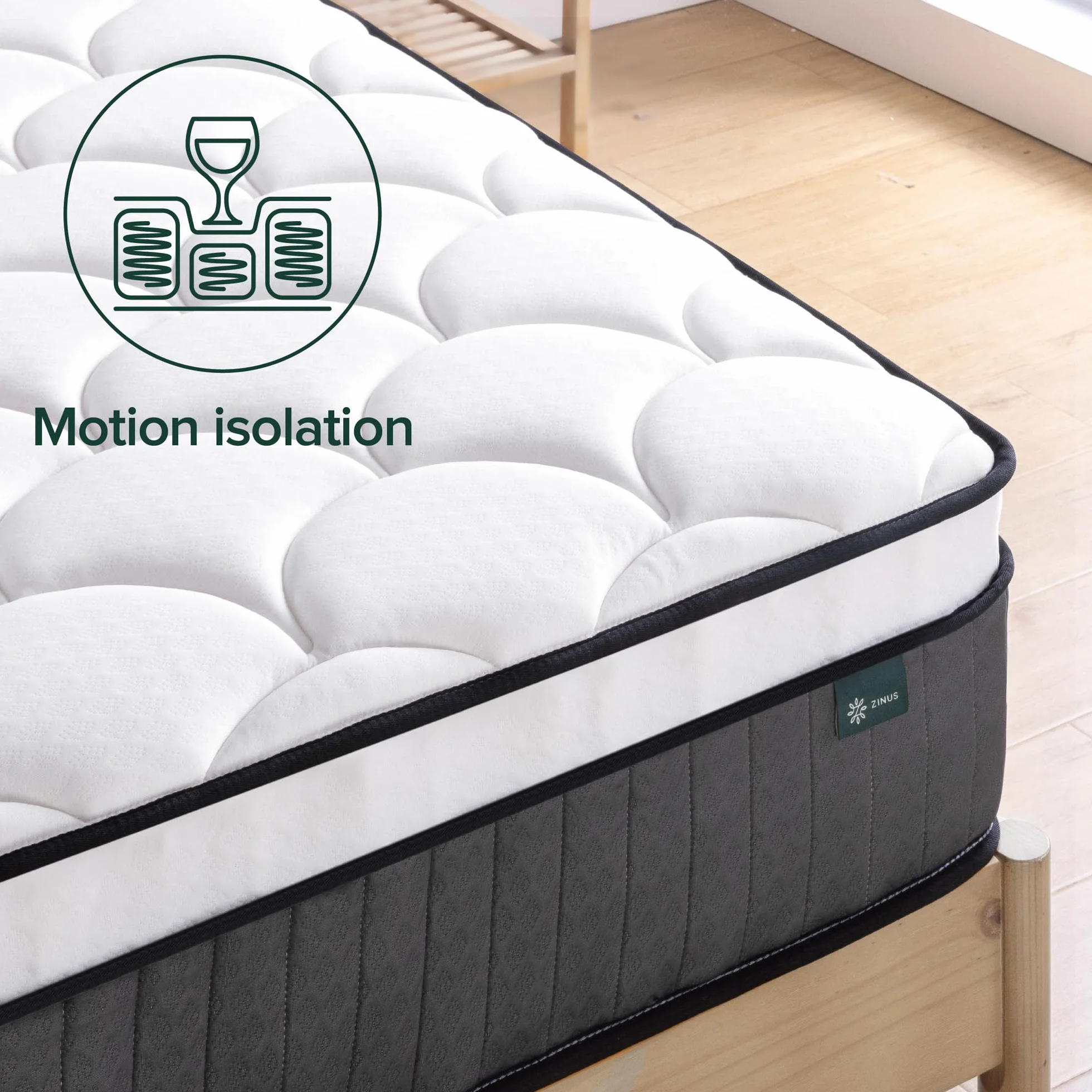 Zinus Materac hybrydowy, Memory Foam, biały, pojedynczy