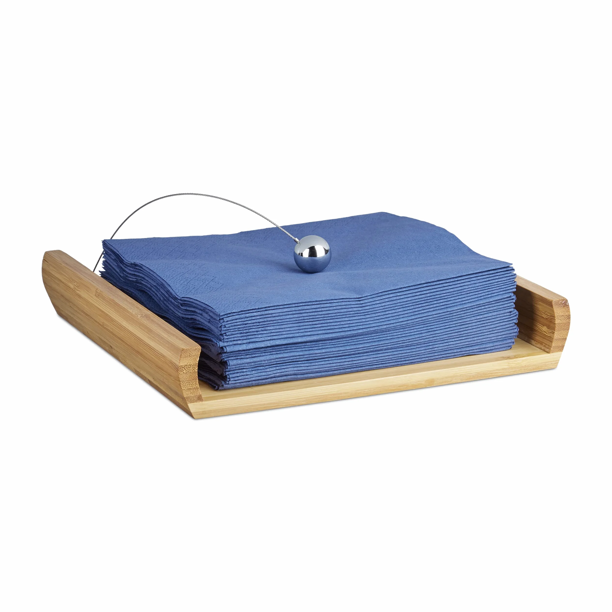 Relaxdays Stojak na serwetki bambusowy 21,7 x 21,7 x 3,7 cm naturalny