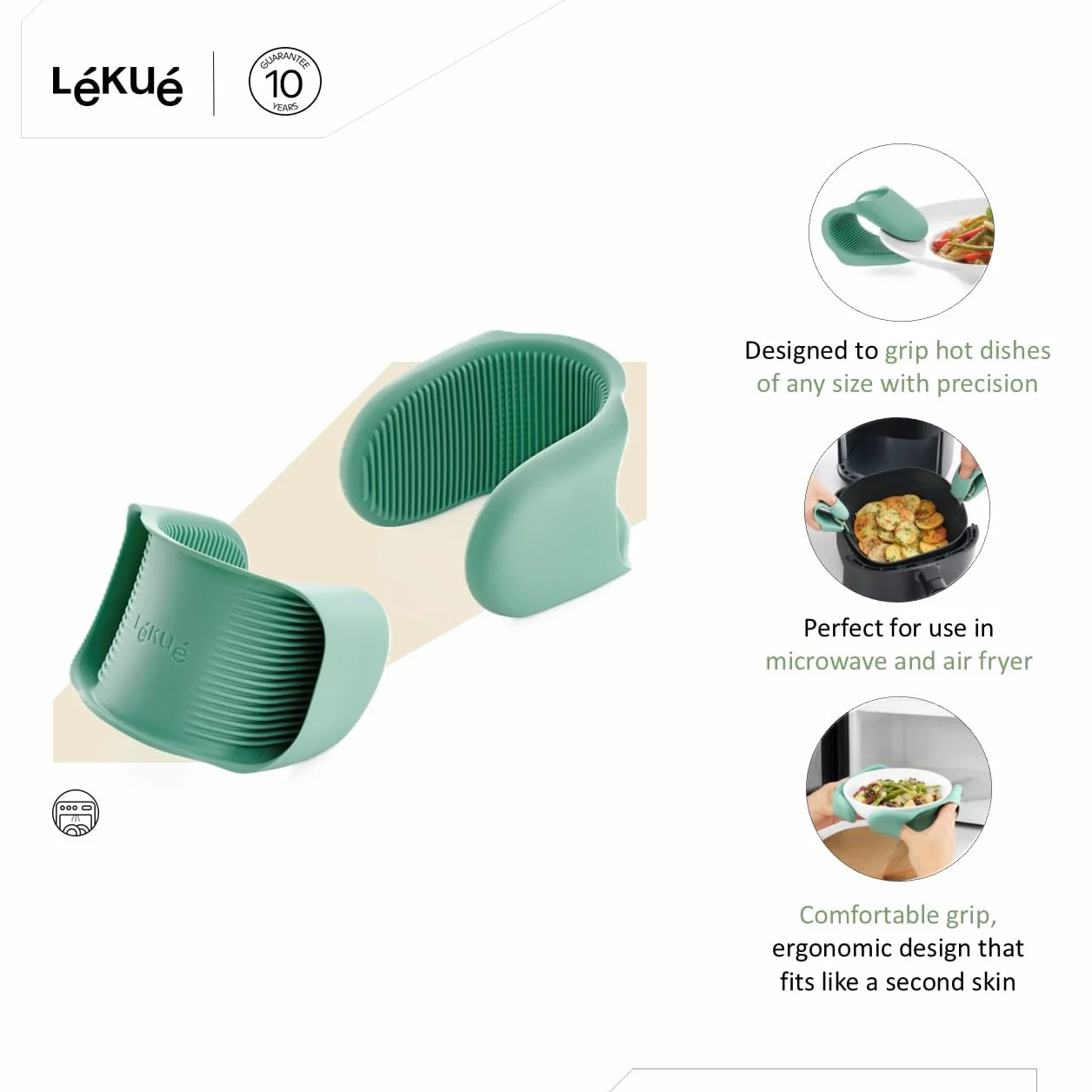 Lékué Elastyczne mini silikonowe rękawice kuchenne, zestaw 2 szt., ochraniacze na palce