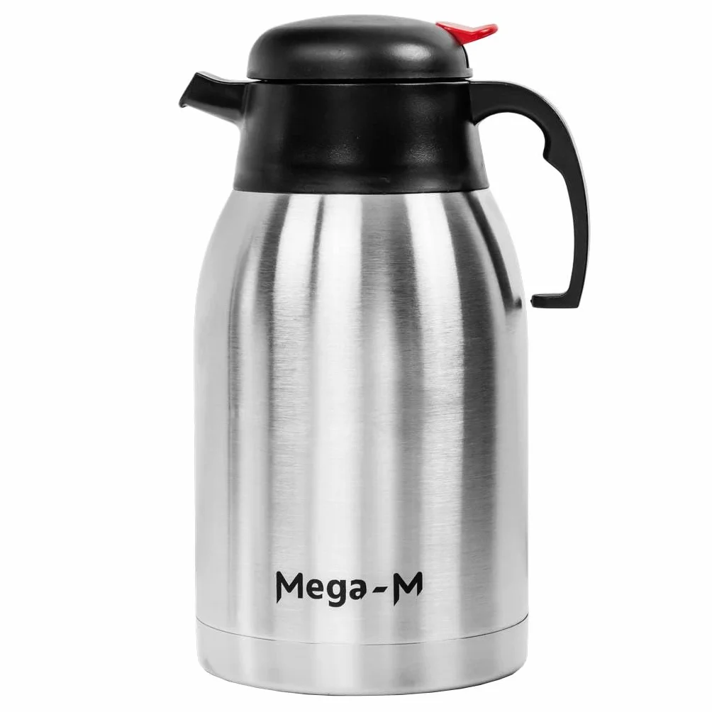 Mega-M Termos Konferencyjny Stołowy z Przyciskiem 1,5l Szczelny do Kawy Herbaty Stal Nierdzewna Kolor Srebrny