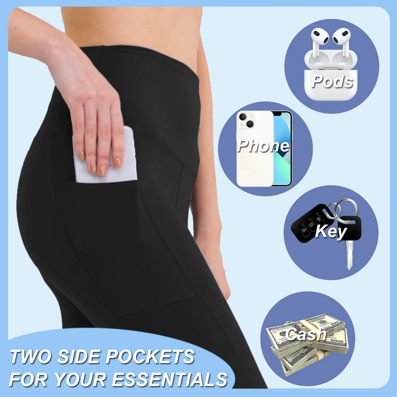 Merlvida Damskie legginsy sportowe z wysokim stanem z kieszeniami, odporne na przysiady, długie spodnie treningowe z kontrolą brzucha, legginsy gimnastyczne, rozciągliwe spodnie do jogi