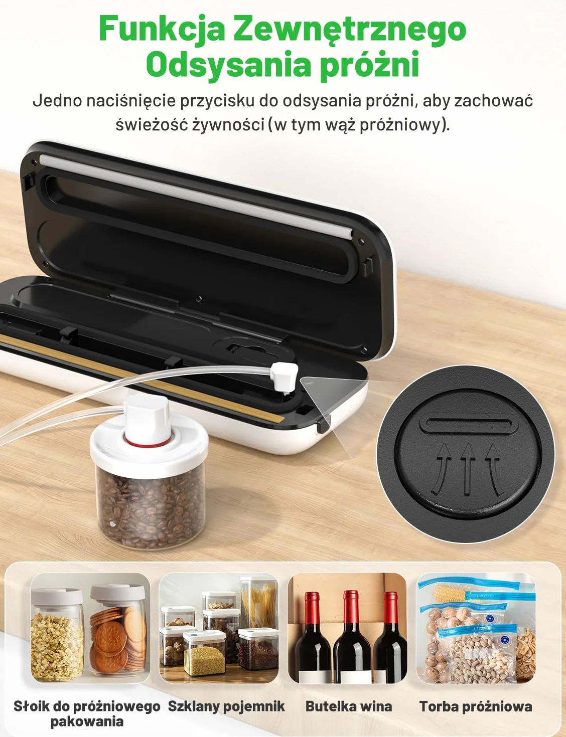 Urządzenie do pakowania próżniowego 75 kPa z cyfrowym wyświetlaczem, szklany wkład
