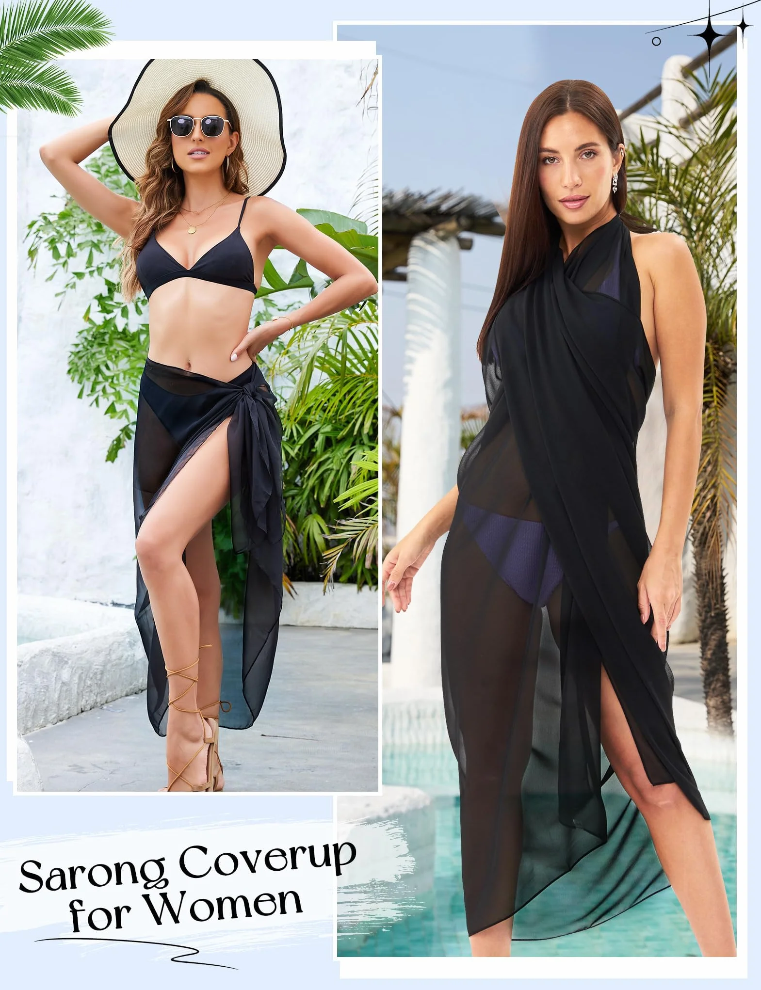 MELLIEX Pareo Damskie Plażowe Sarong Plażowe Zawijane Spódnice Plażowe Ochraniacze na bikini, Cover Up