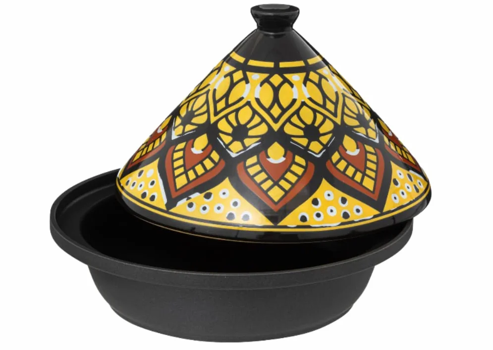 Tajine indukcja ceramika stal nierdzewna żółta 30,20 x 30,20 x 23 cm