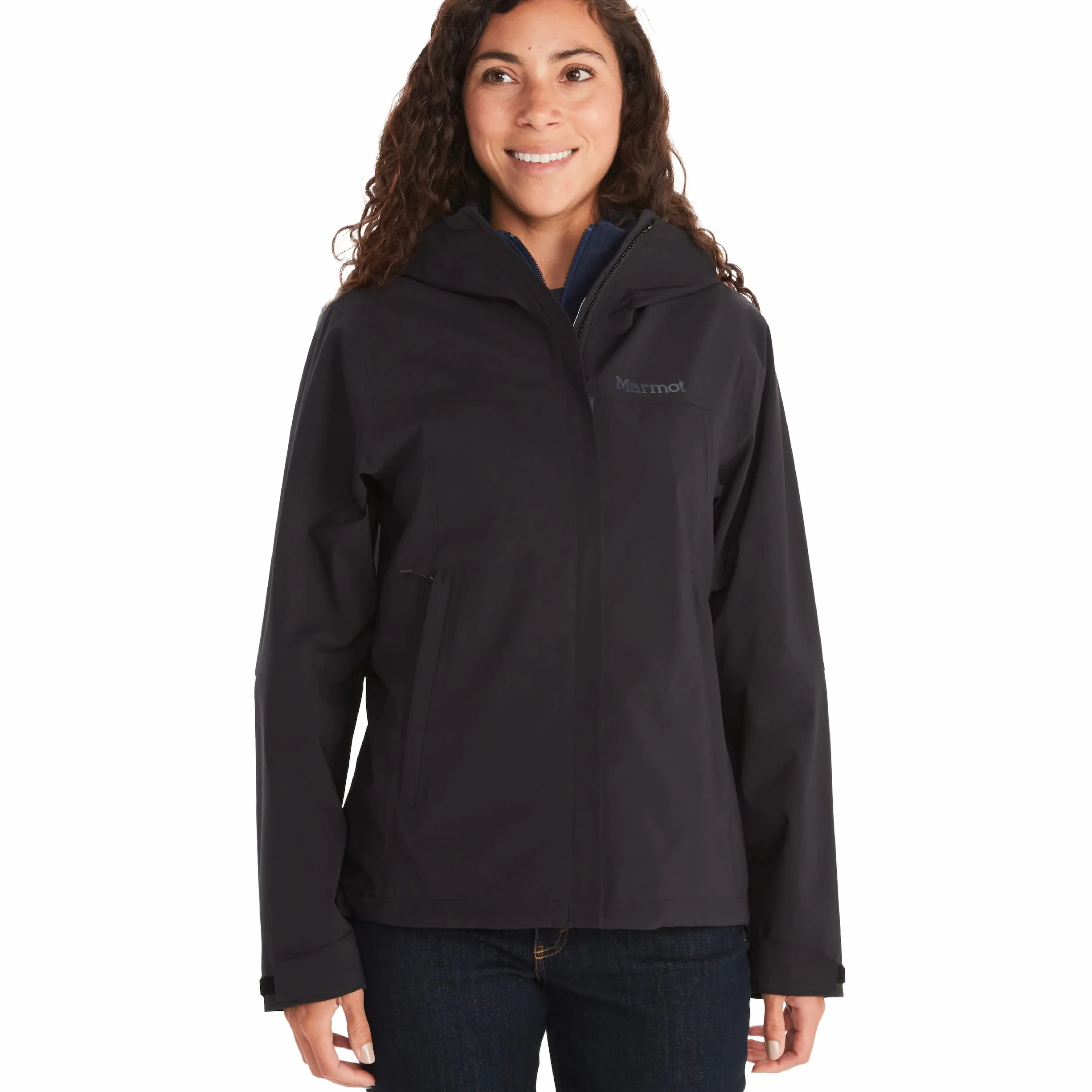Marmot Kobiety Wm's PreCip Eco Pro Jacket, Wodoodporna kurtka przeciwdeszczowa, oddychający płaszcz przeciwdeszczowy, składana wiatrówka hardshell, idealna na trekking, Black, M