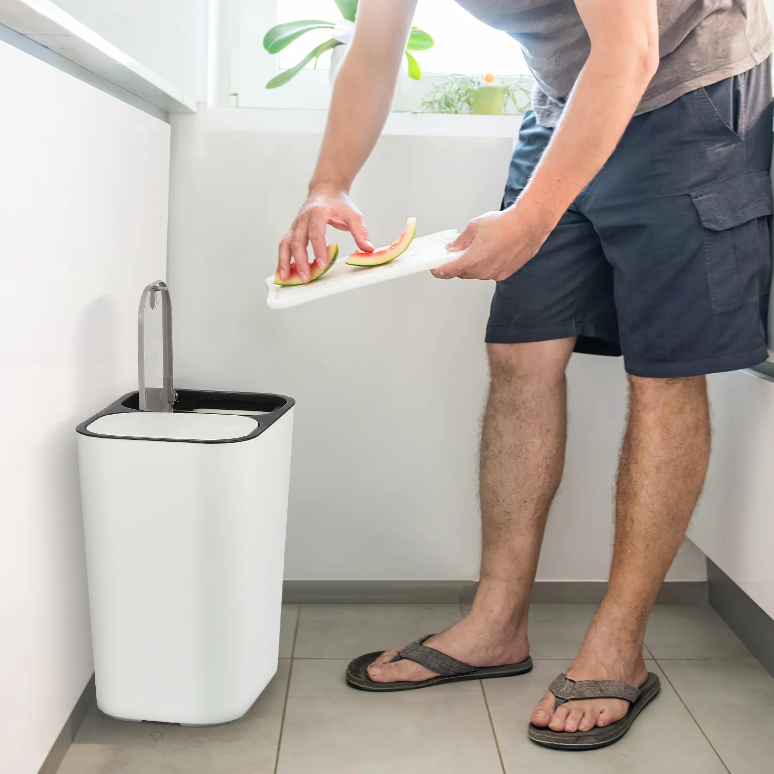 Alipis Prostokątny kosz na śmieci z recyklingu 15 l 2 przegródki biały