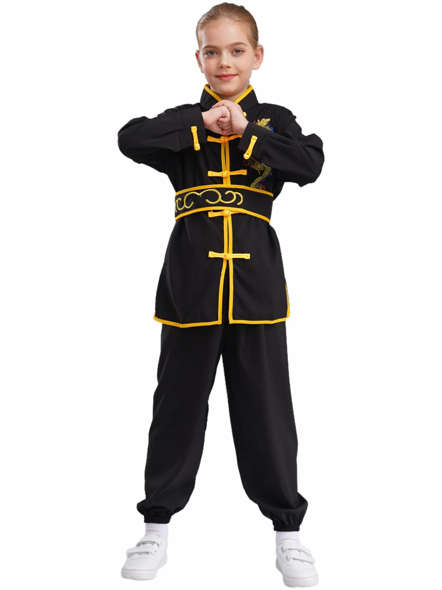Oyolan Unisex Odzież Sztuki Walki Tai Chi Dziecko Tradycyjny Chiński Kostium Kung Fu Strój 3-16 lat