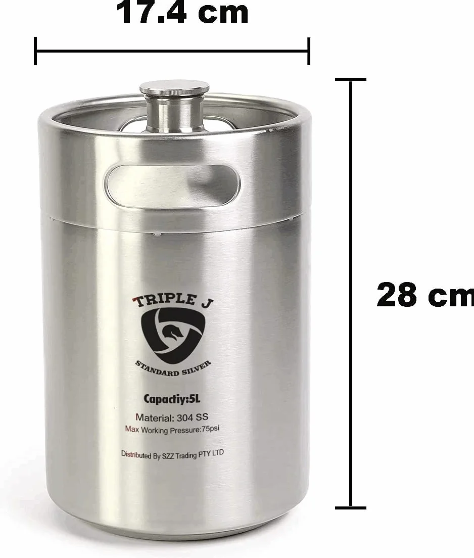 Mini stal nierdzewna Growler Ss Keg 5 l 304 (174 mm x 280 mm) domowy napar