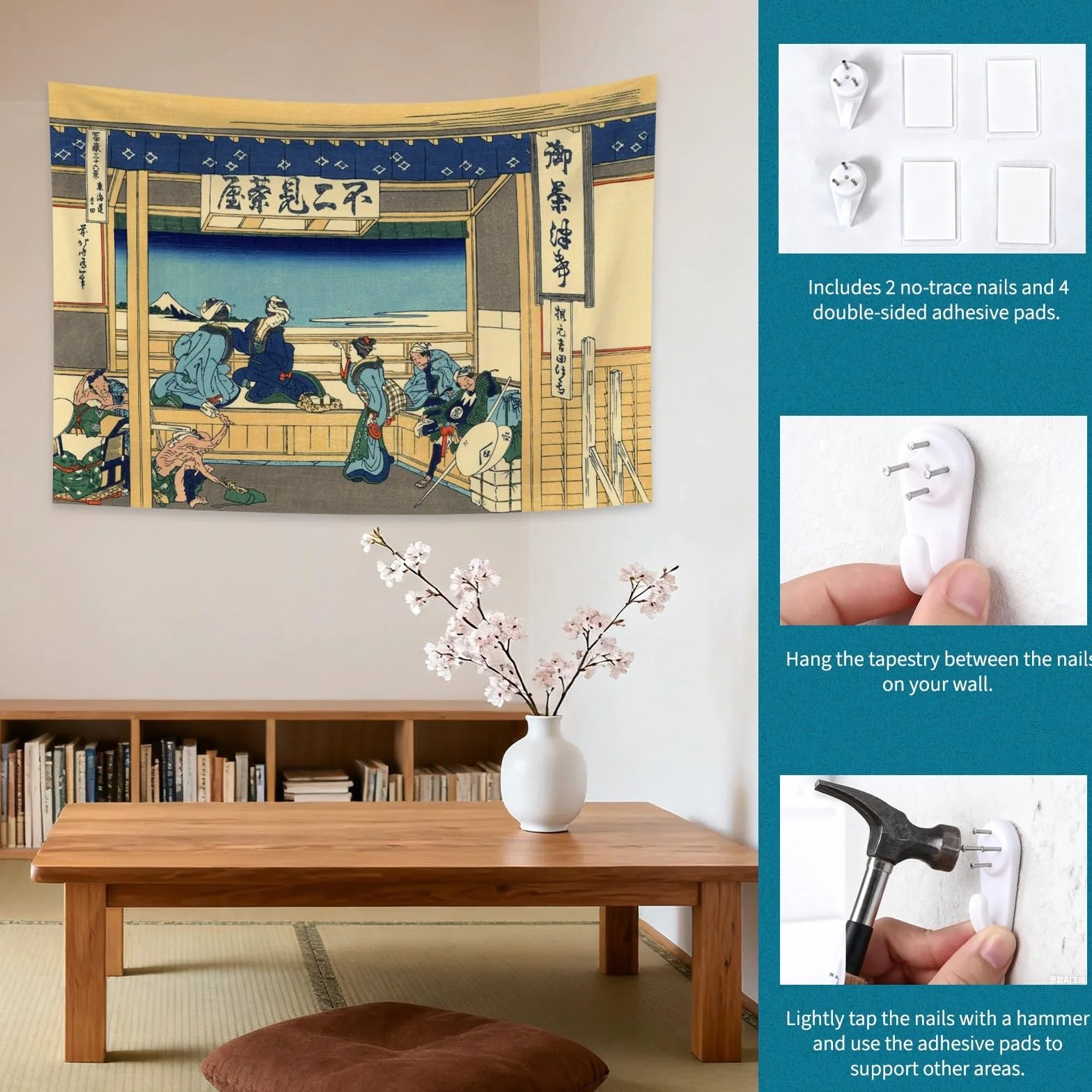 YongFoto gobelin Ukiyo-e góra Fuji 36 widoków 100 x 70 cm sztuka ścienna japoński obraz