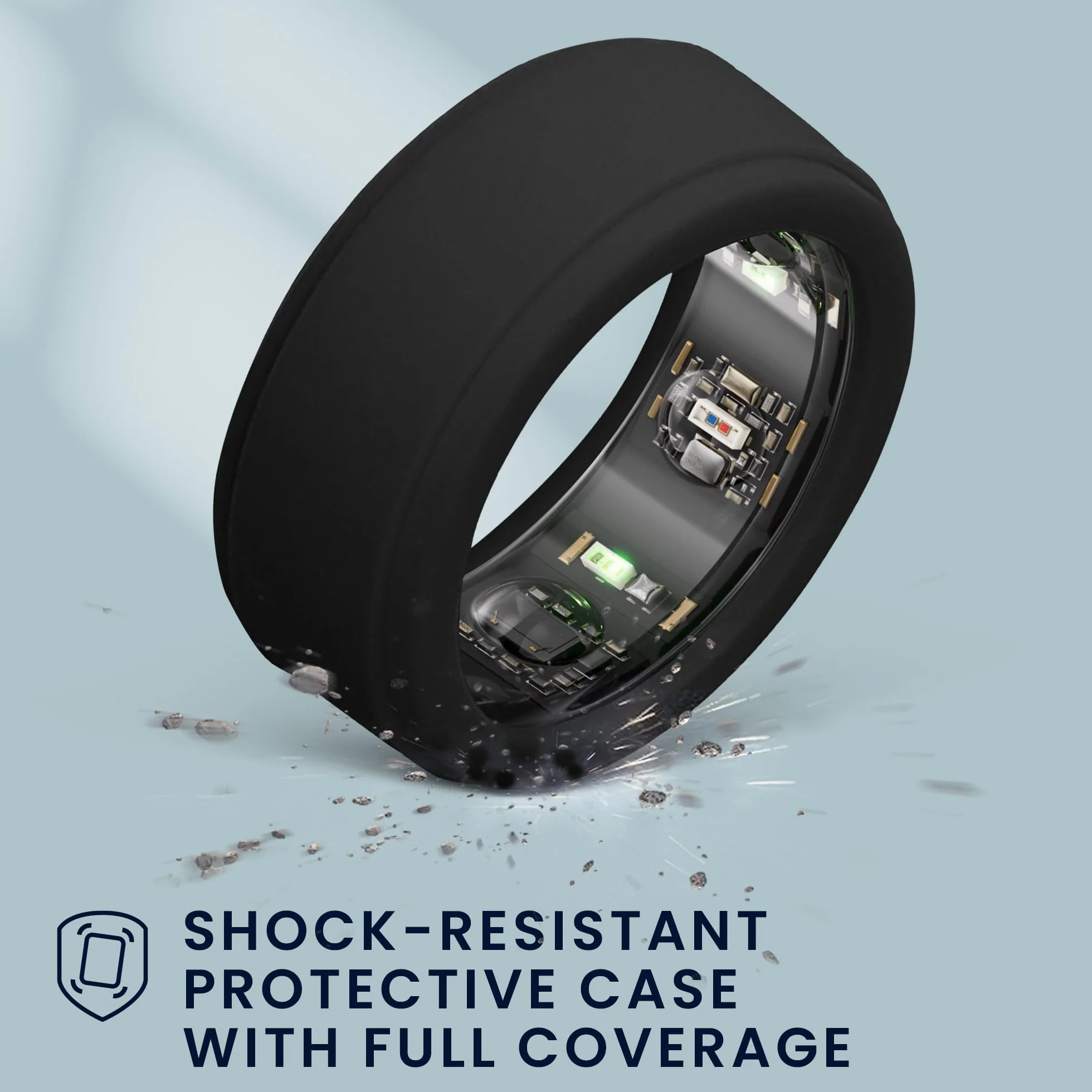 kwmobile 3 x etui ochronne Smart Ring kompatybilne z Oura Ring Gen 3, rozmiar S 6, 7, 8, 9, 10, silikonowy ochraniacz pierścienia, czarny/zakurzony róż/przezroczysty
