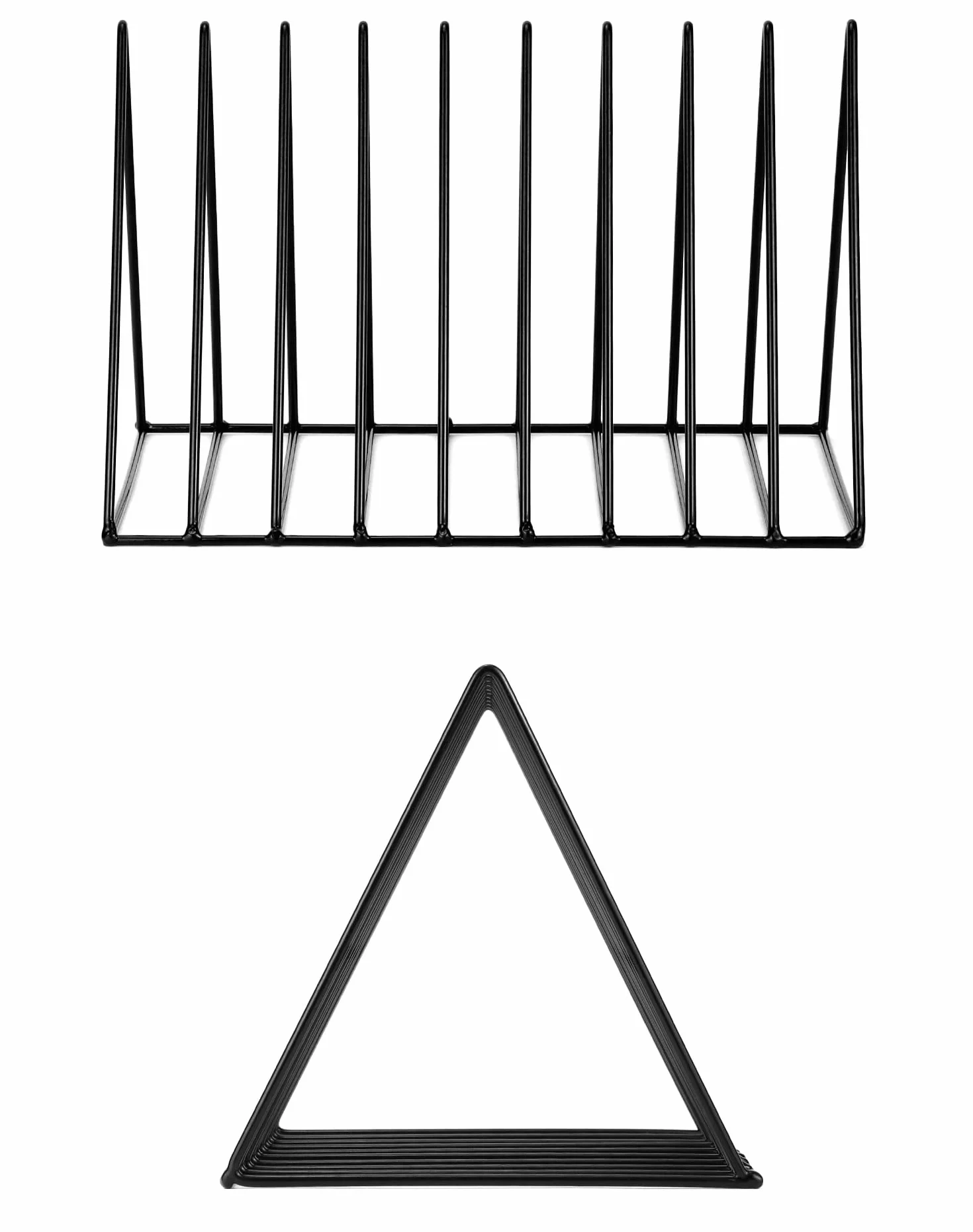 QWORK® Trójkątny organizer na książki, stojak na dokumenty, 9 przegródek, stojak na czasopisma, do przechowywania czasopism, książek, albumów fotograficznych, 2 szt