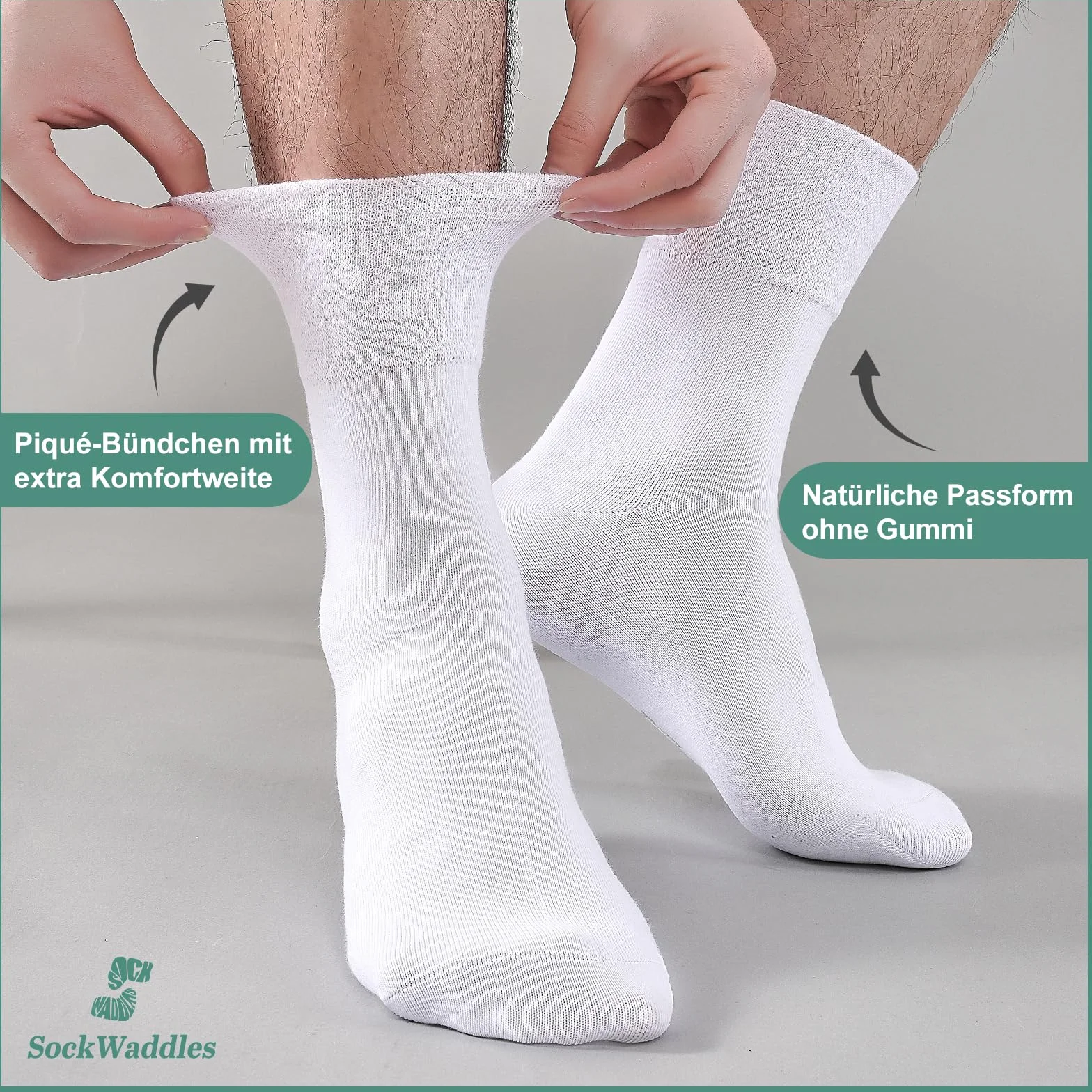 SockWaddles Skarpety Dla Diabetyków (6 Par) Bez Ściągacza I Bez Szwów 97% Bawełna Skarpety Bez Ściągacza Z Komfortowym Ściągaczem Dla Kobiet I Mężczyzn, Czarny Biały I Szary, Rozmiar 35-50