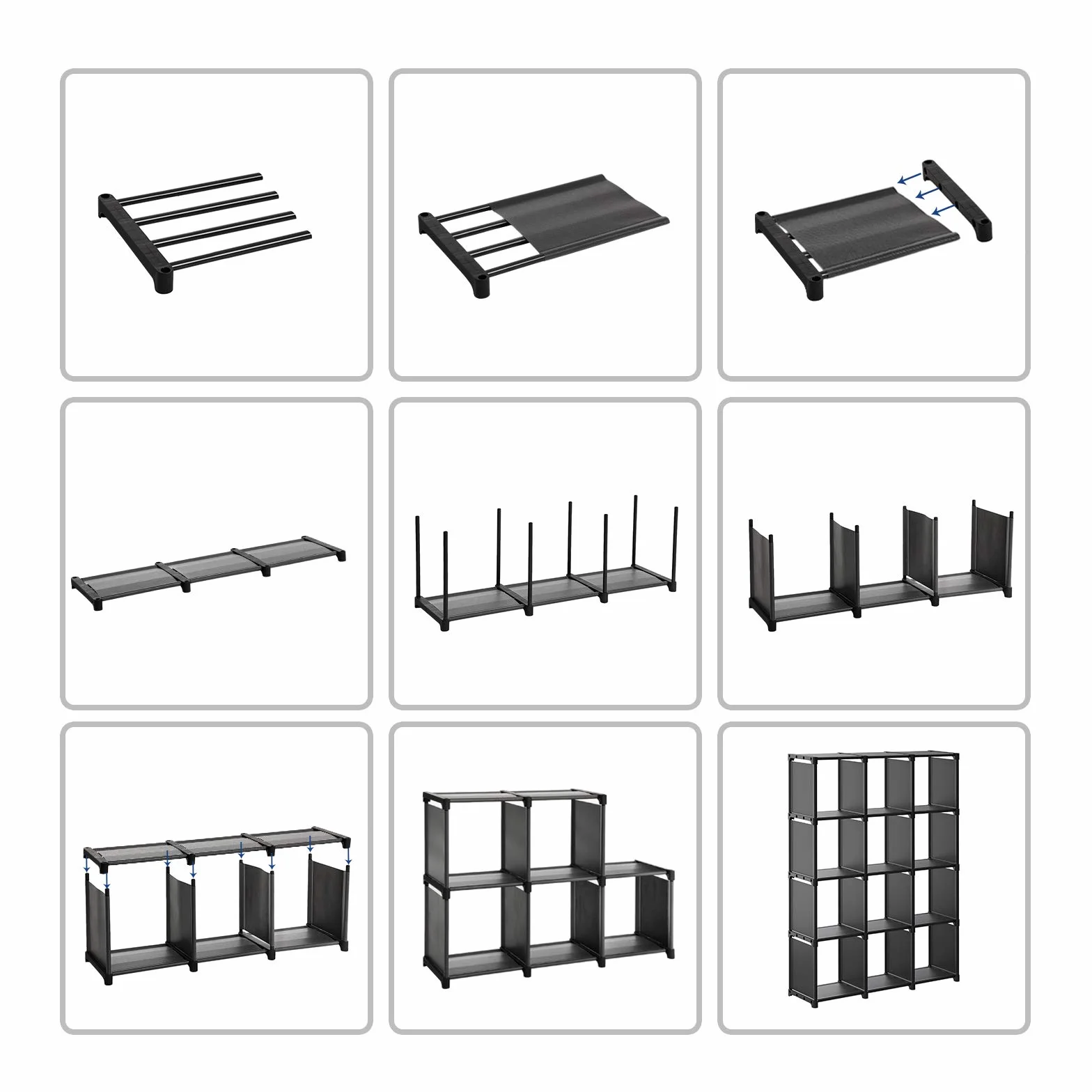SONGMICS Regał z 12 przegródkami szafa modułowa 105x30x140 cm Czarny