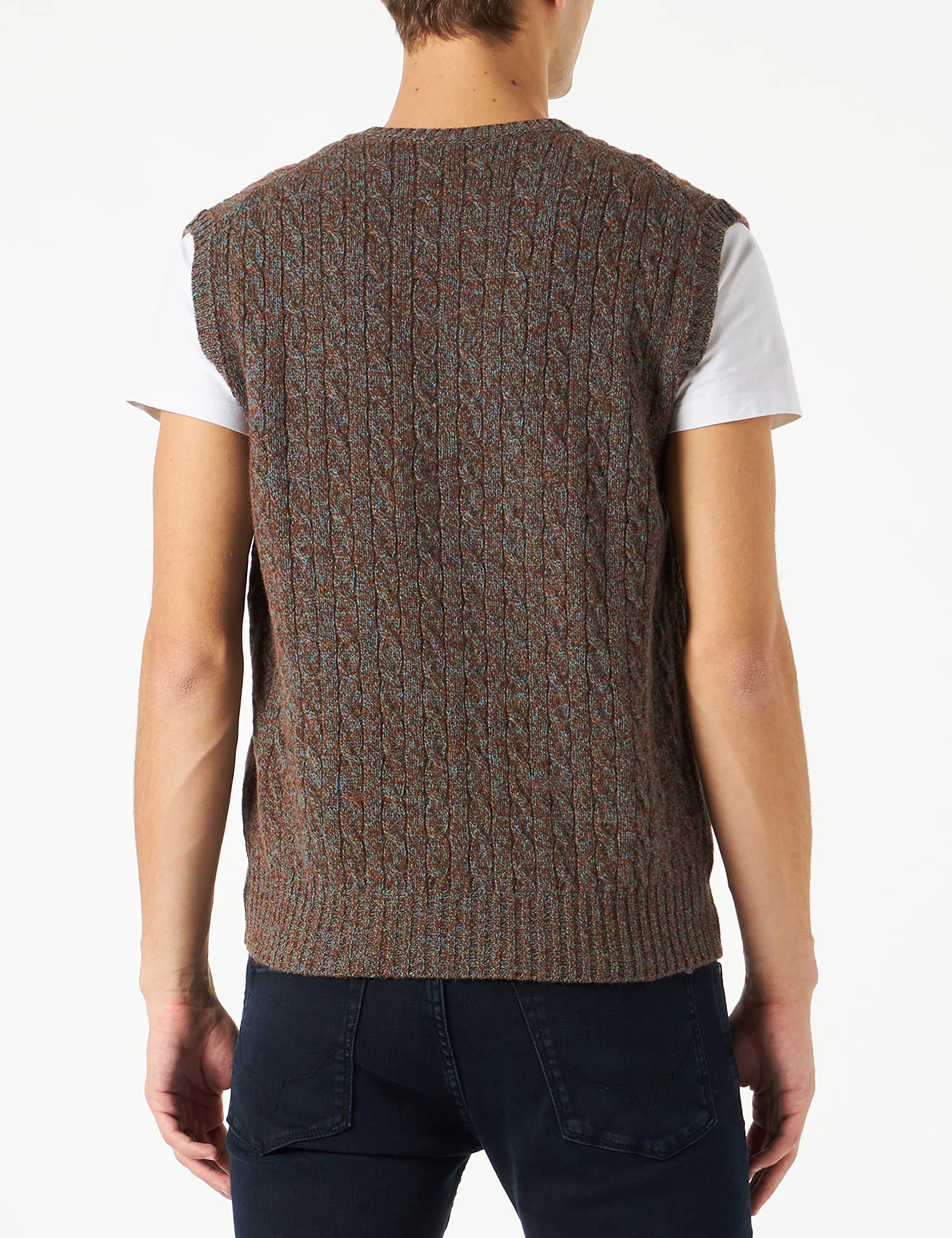 United Colors of Benetton Kamizelka męska 103mu4003 sweter, zielony niebieski, 6n7, XS