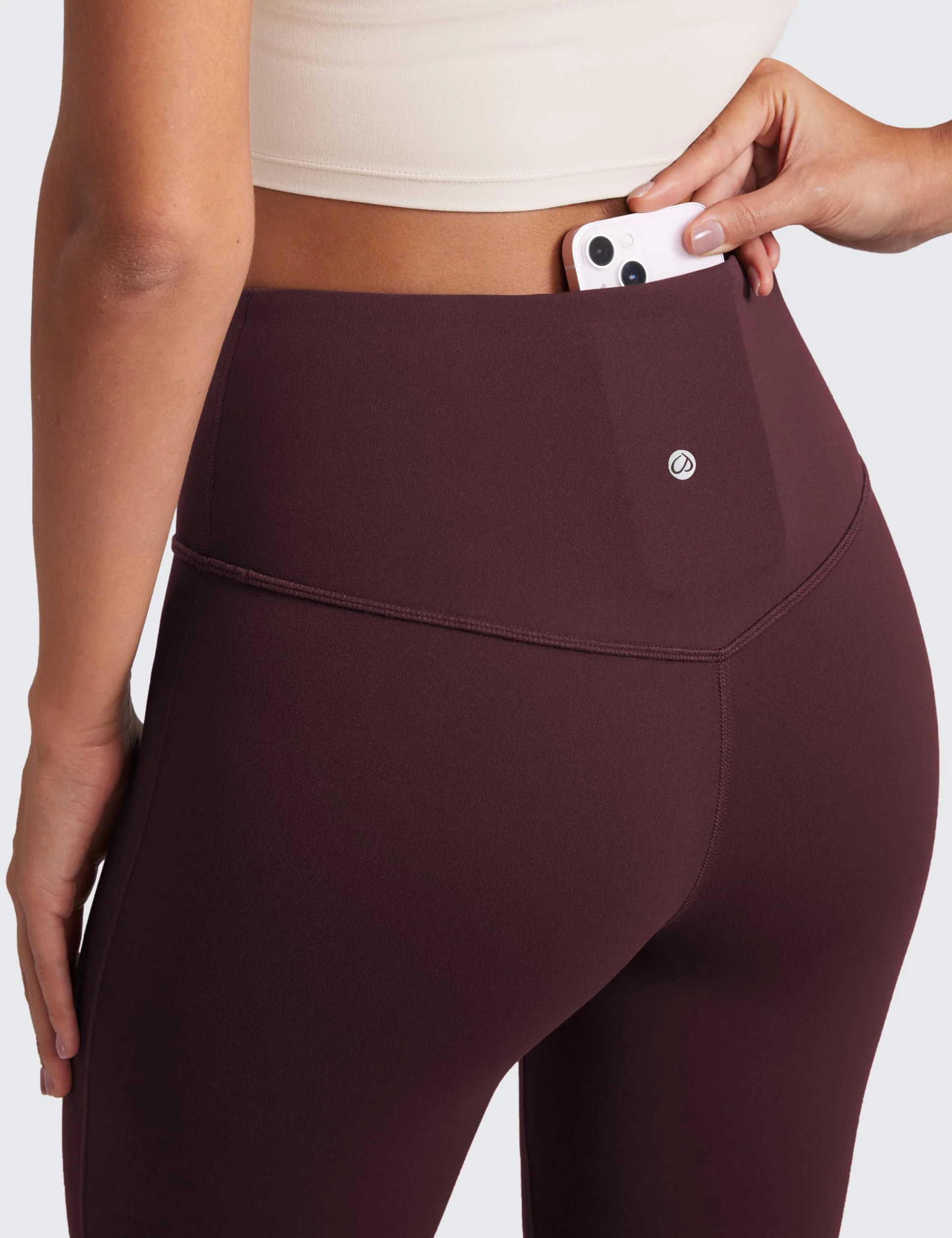 CRZ YOGA Damskie spodnie Butterluxe z wysokim stanem i rozszerzanymi nogawkami do jogi Bootcut z szeroką nogawką i kieszenią Lounge - 77.5cm