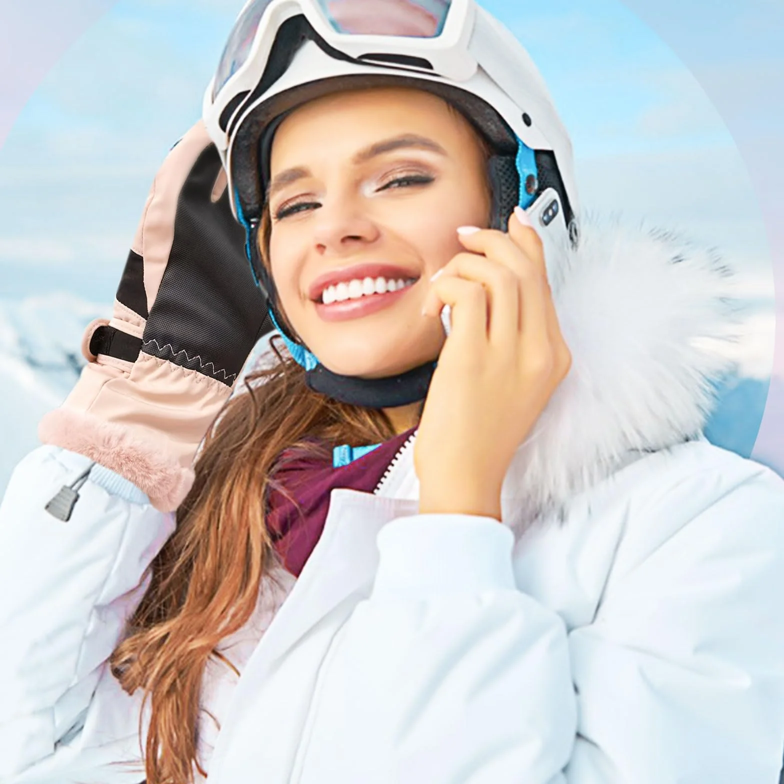 Andiker Rękawice narciarskie, damskie, wiatroszczelne i wodoodporne, termiczne, zimowe rękawiczki, miękka podszewka, damskie rękawiczki do jazdy na snowboardzie, nartach, aktywności na świeżym