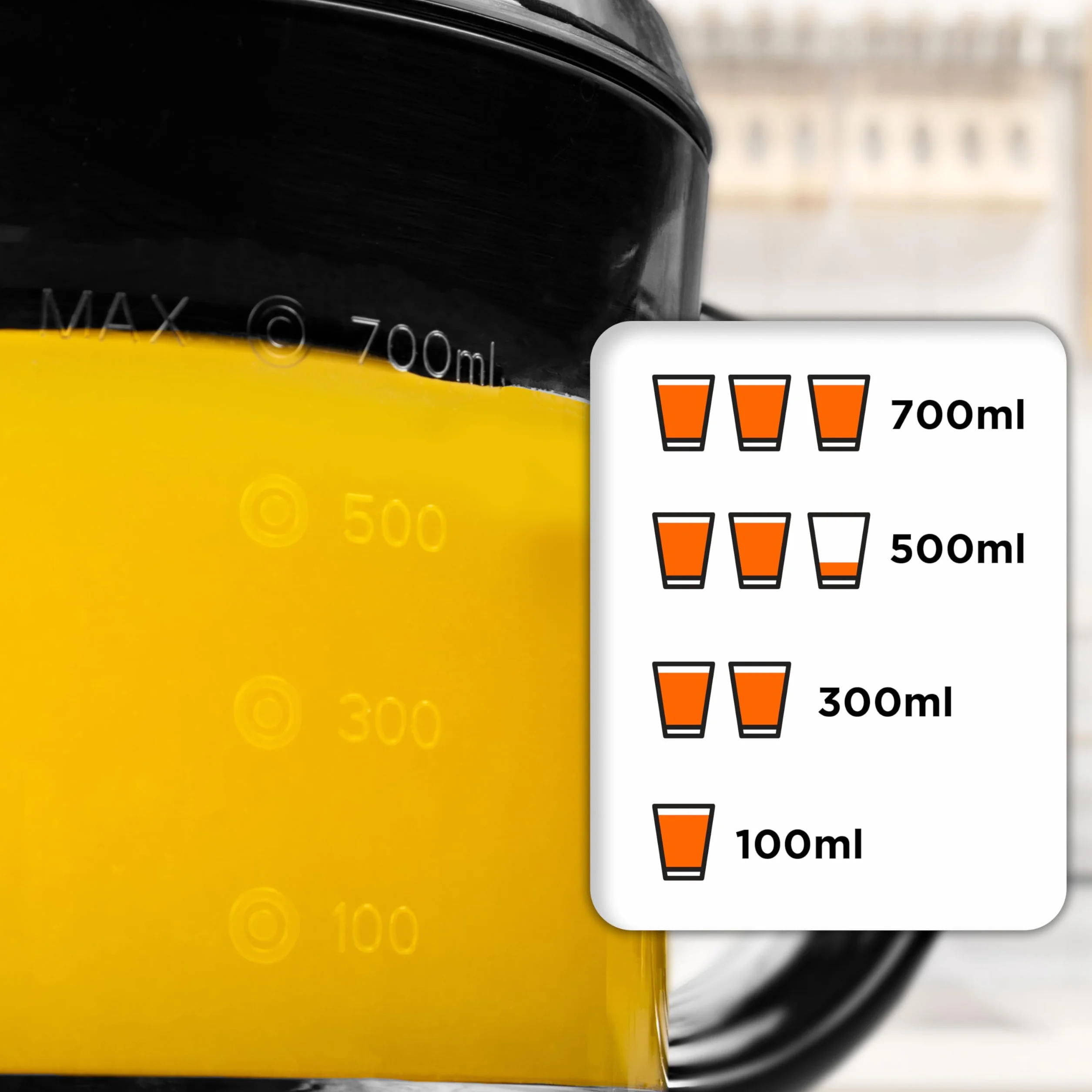 Duronic JE407 Elektryczna wyciskarka do cytrusów 40W dwa stożki | do cytryn pomarańczy grapefrutów limonki | pojemność 700ml praktyczne sitko dwustronna rotacja