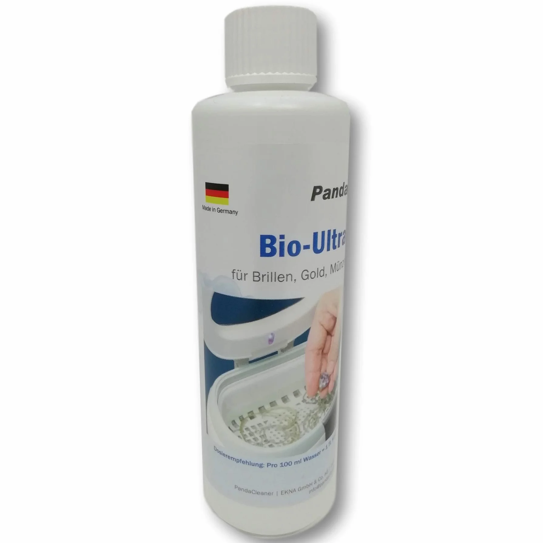 PandaCleaner Płyn do czyszczenia ultradźwiękowego – 250 ml koncentrat do okularów, produktów dentystycznych, złota, monet, szkła, zegarków (wodoodpornych) i wielu innych (250 ml)