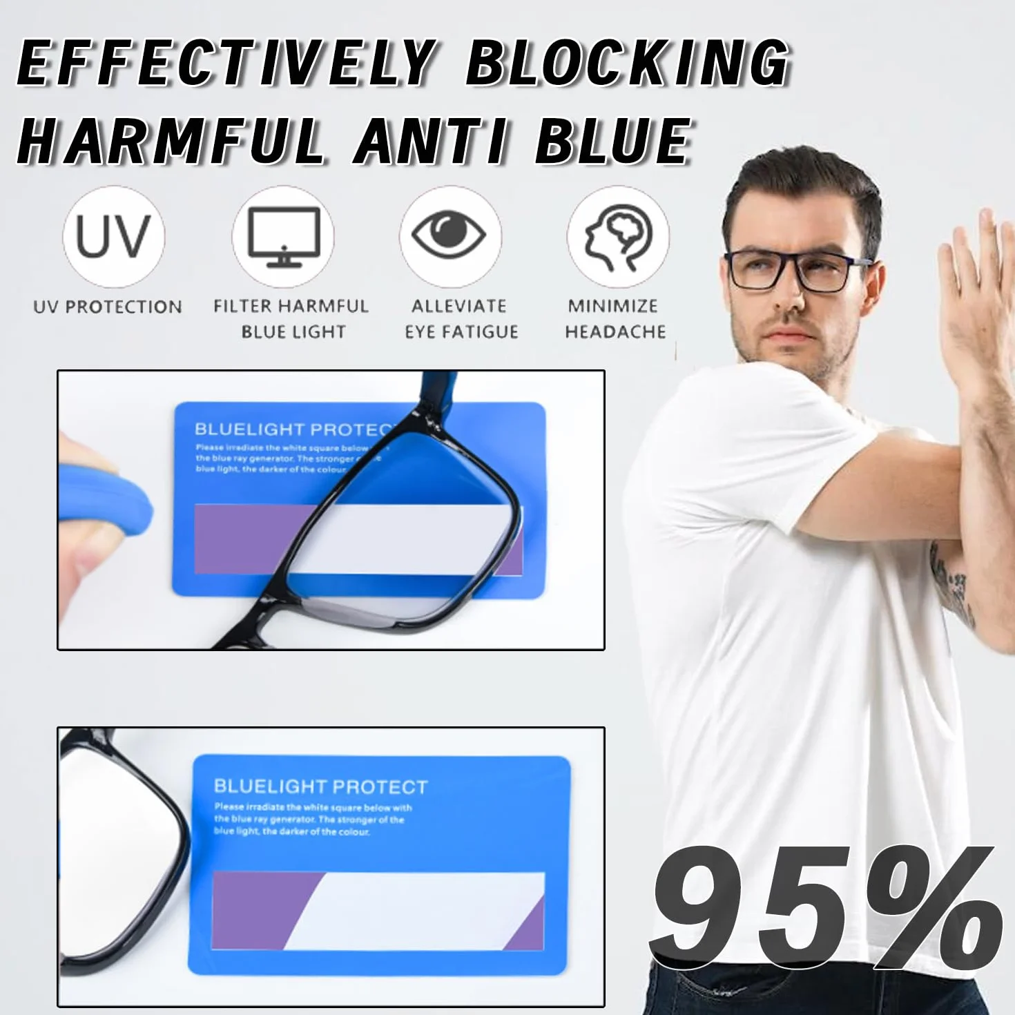 Hubeye Sportowe okulary do czytania TR90 Ultralight kwadratowe chroniące przed niebieskim światłem