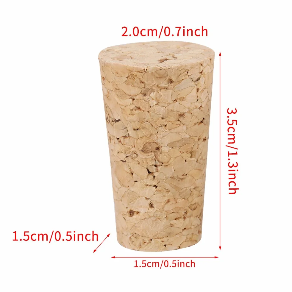 Stożkowy korek - 10 szt. naturalnych korków stożkowych korków - 2 rodzaje drewnianych korek do wina/butelek piwa (20 * 15 * 35)