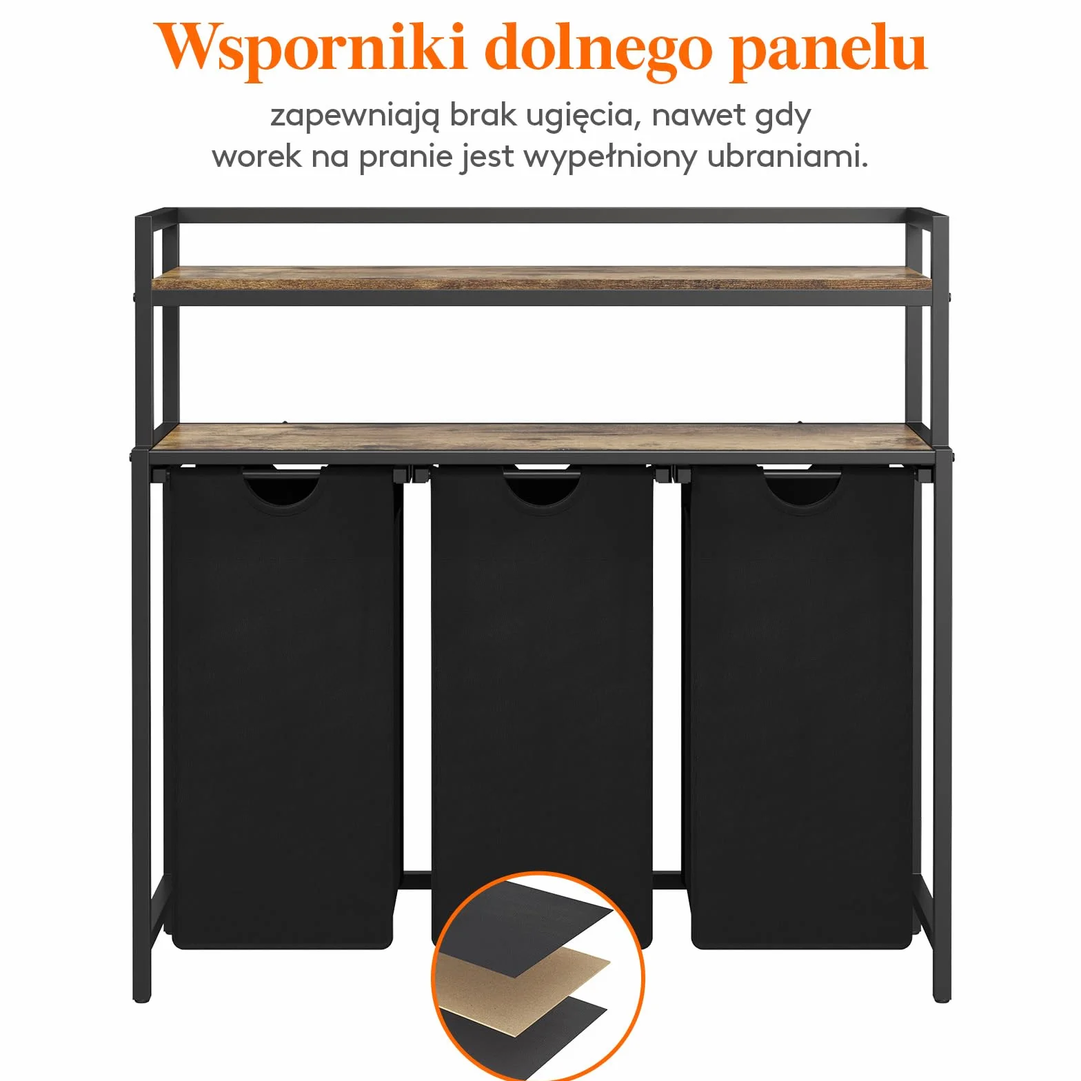 Lifewit Laundry Hamper 3 Section 120L with 2 Shelves and Removable Bags