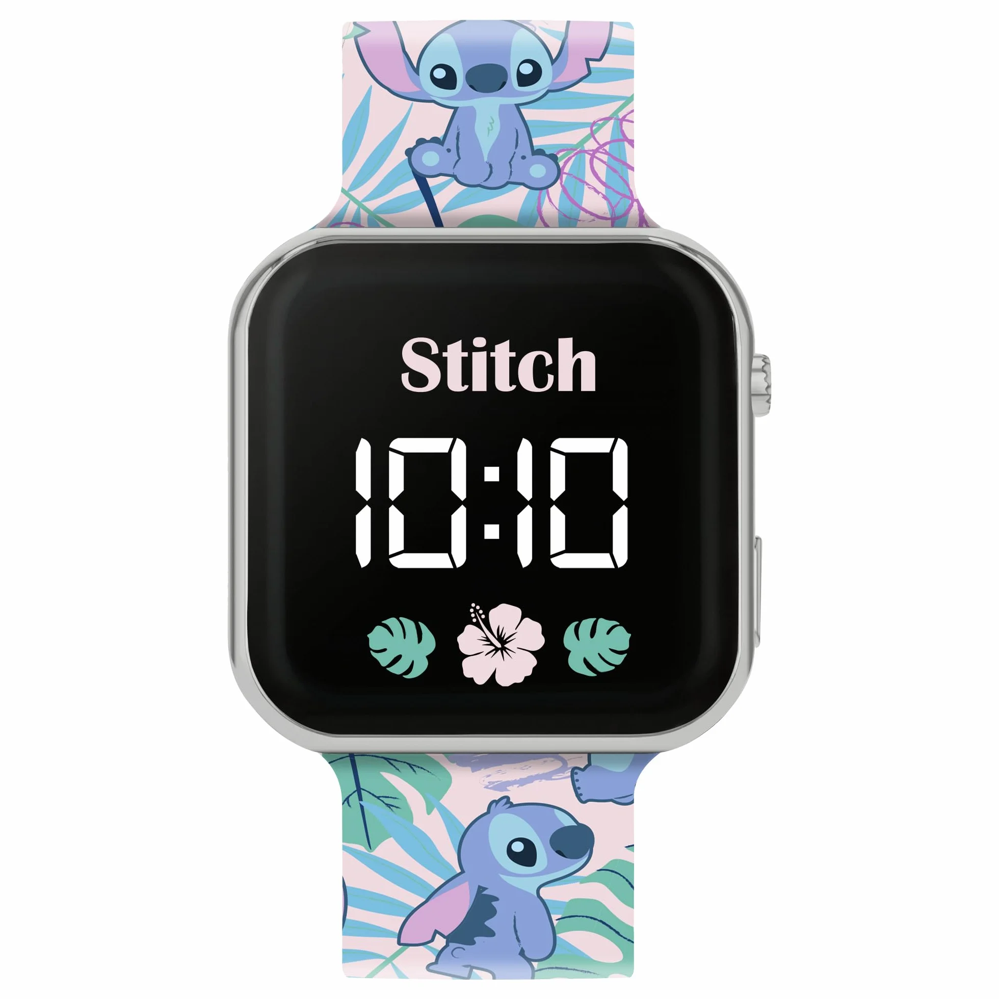 Disney Dzieci Lilo & Stitch LED kwarcowy silikonowy pasek niebieski zegarek LAS4091, wielobarwny, Nowoczesny