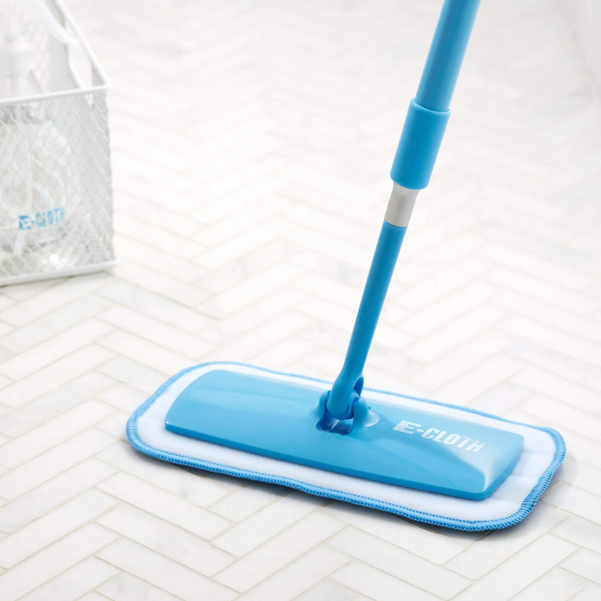 E-cloth miotła pracz z trzonkiem teleskopowym mikrofibra niebieska 27 x 13 cm