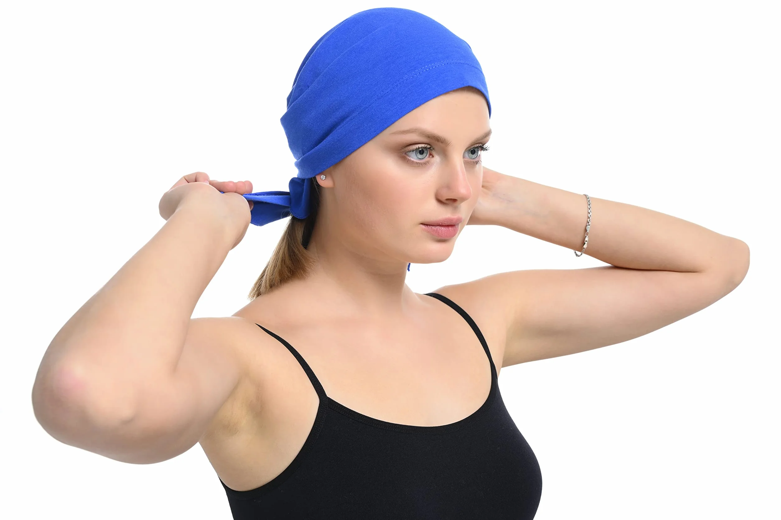 Bambus i bawełna unisex bandana, chemioterapia, bandana na wypadanie włosów, Niebieski Indigo, Rozmiar uniwersalny