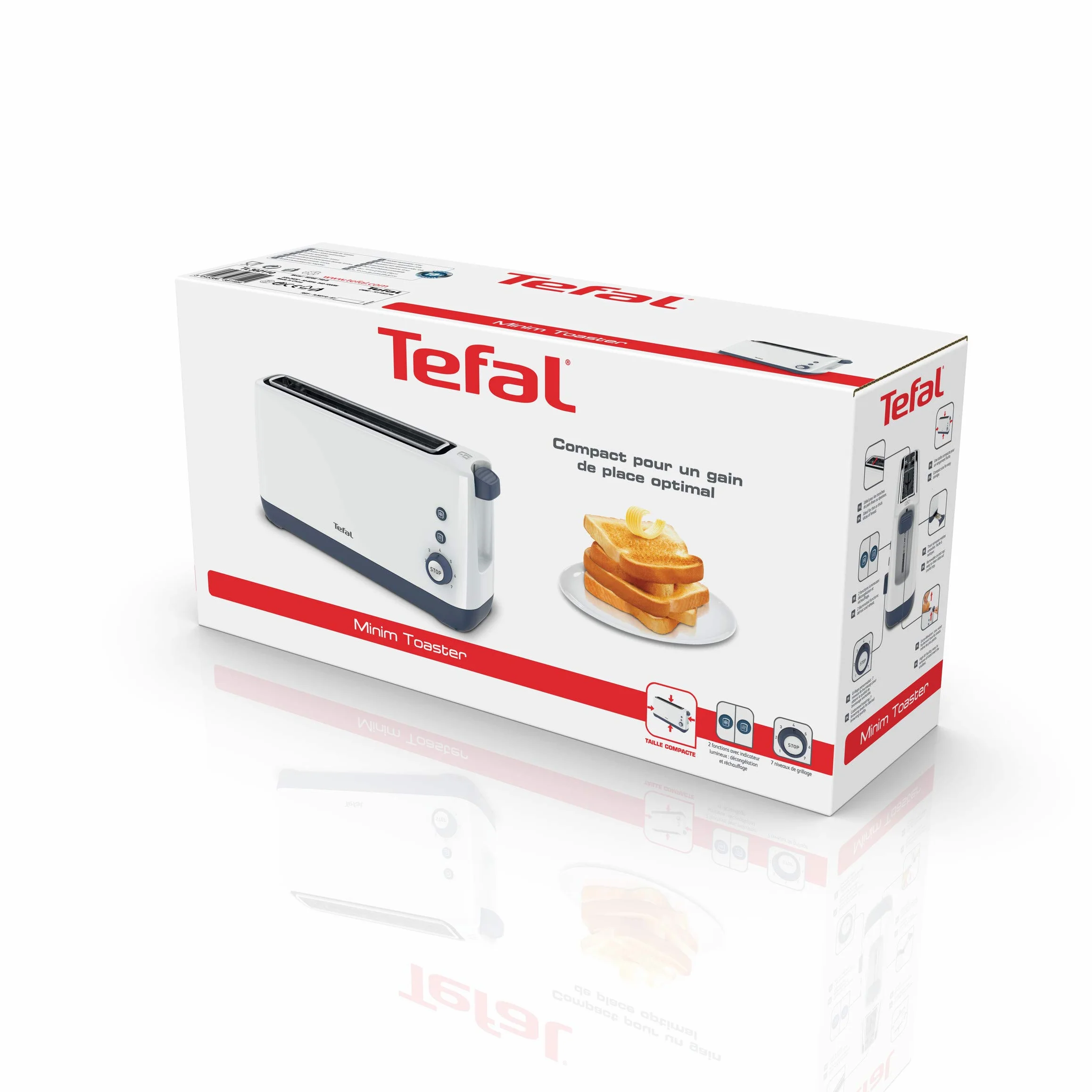 TEFAL Toaster Minim TL302110 kompaktowy toster jednogniazdowy, biały
