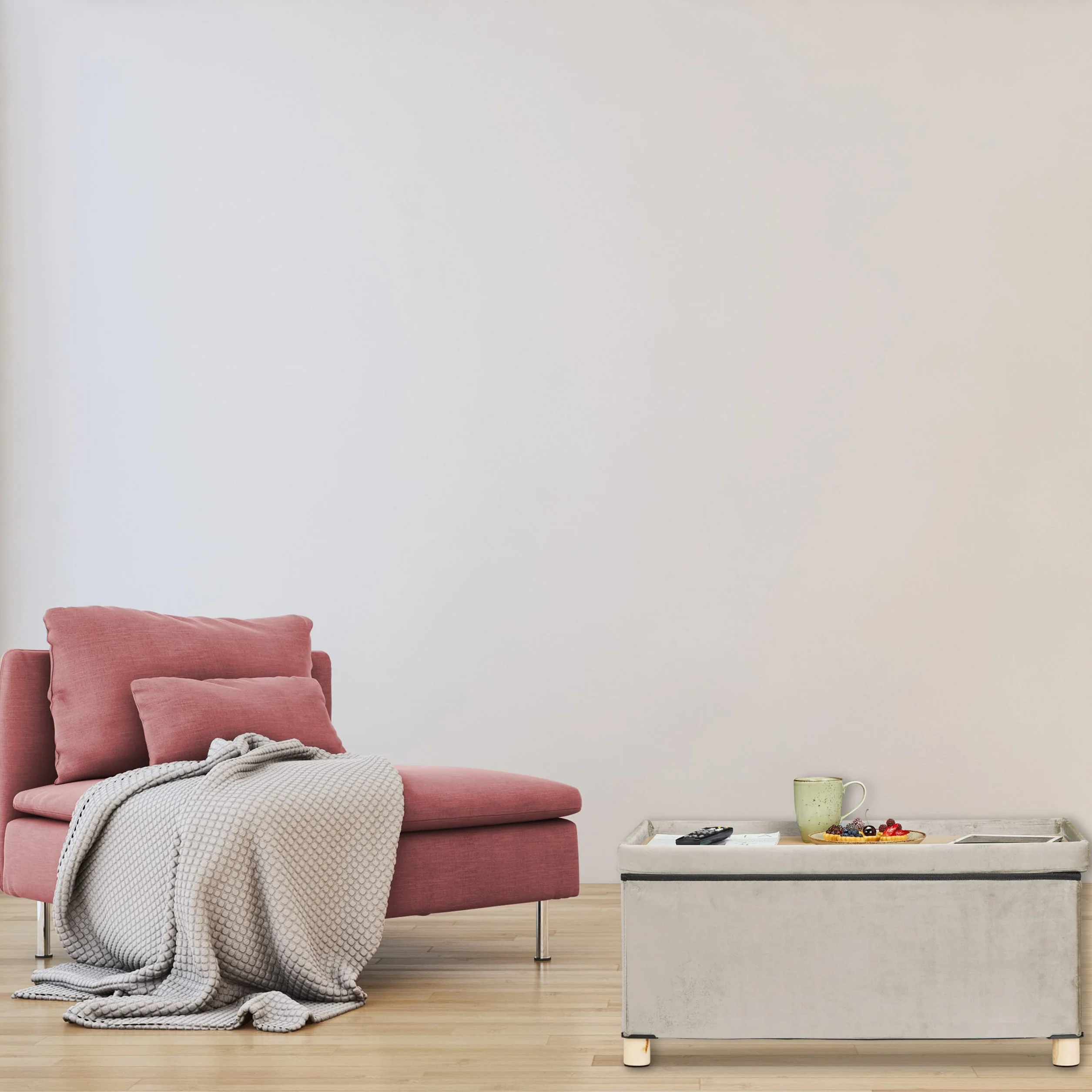 Relaxdays Ławka do przechowywania aksamitna drewniana noga 120 kg składana 34 x 76 x 38 cm kremowa