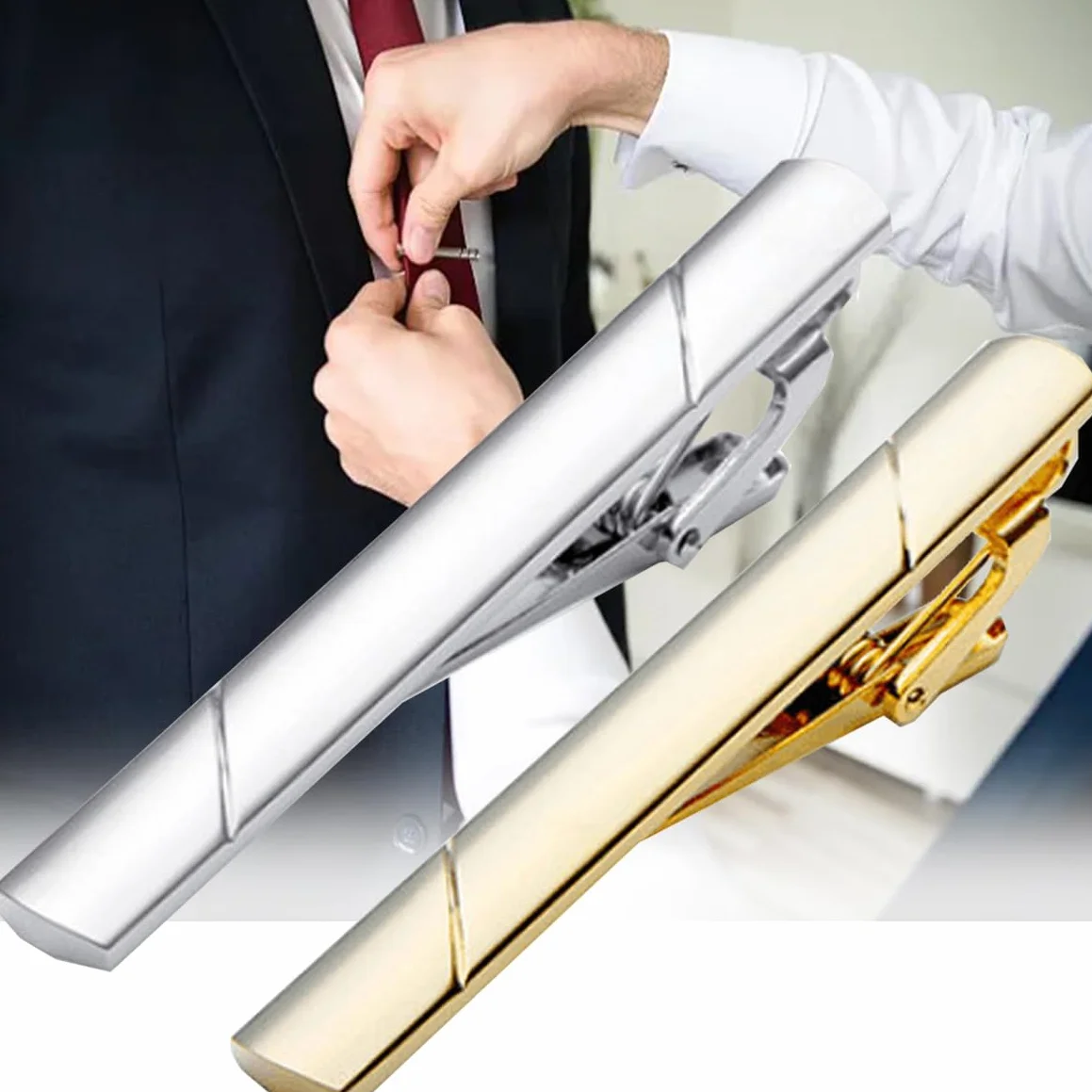 2PCS Klamp na krawat, Klasyczny krawat Premium Business, Akcesoria do krawatów, Najlepszy prezent na rocznicę ślubu mężczyzna