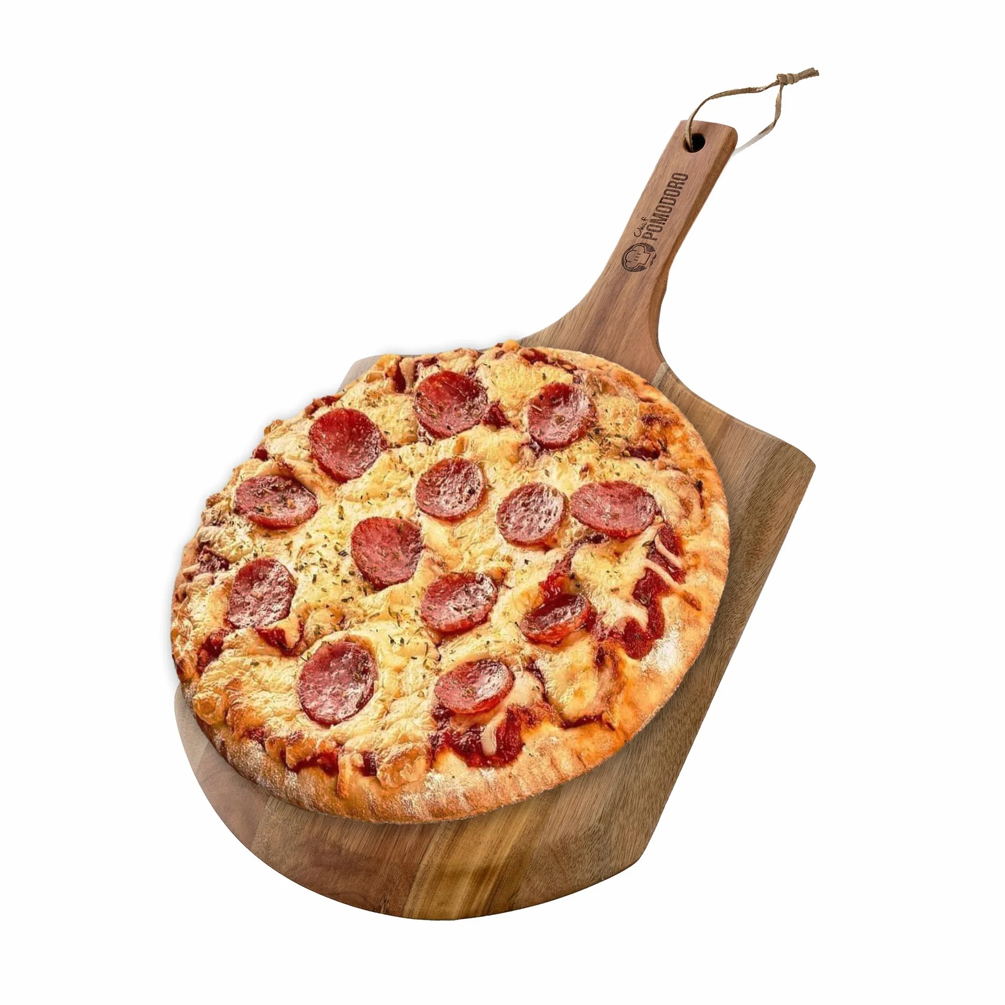 Chef Pomodoro - Łopatka do pizzy – 30 cm – długi uchwyt zapewnia dodatkową ochronę przed spalaniem – lekka łopatka do pizzy z drewna akacjowego do łatwego użytkowania – idealna jako akcesorium do