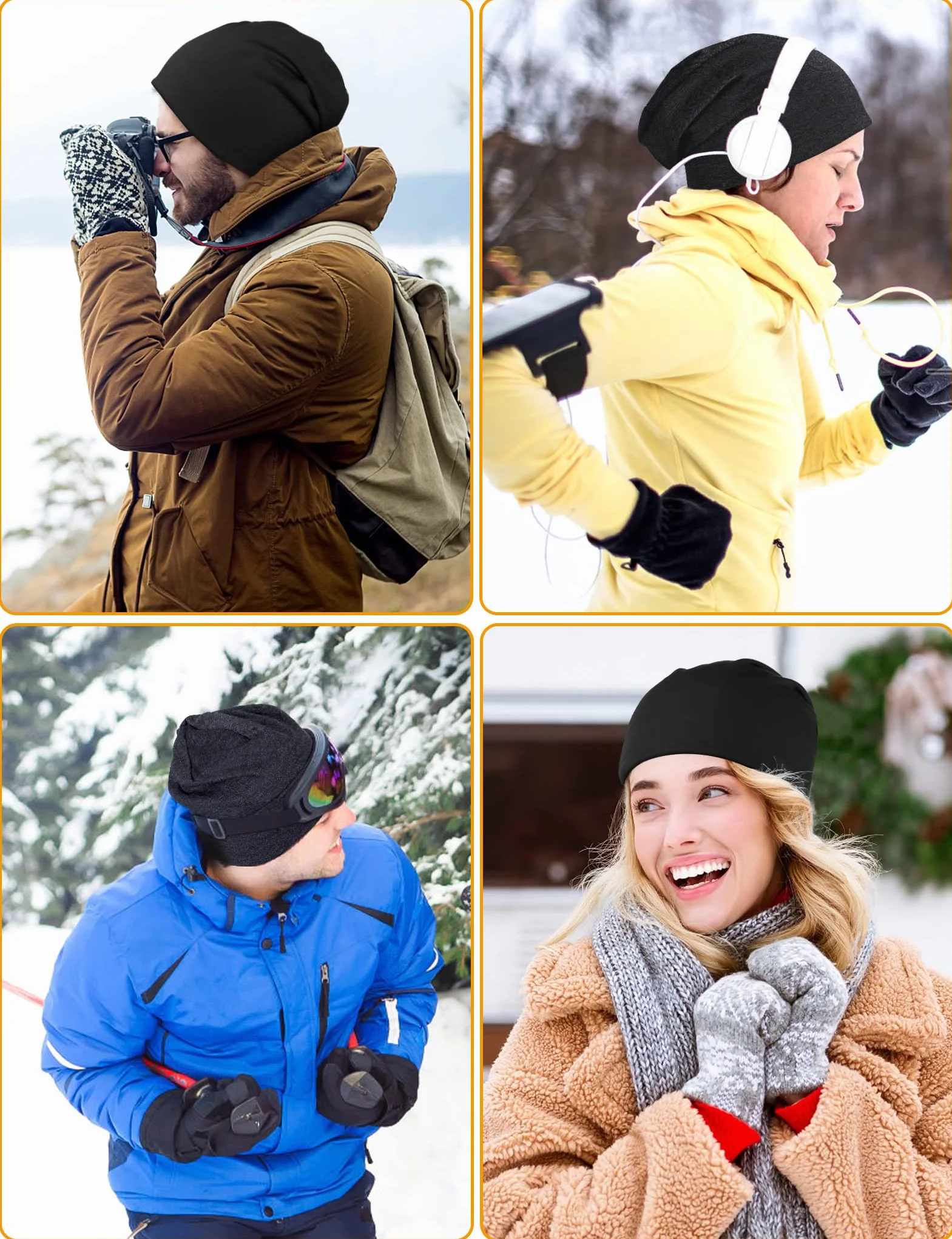 Kiiwah luźna czapka beanie, unisex, zimowa czapka typu Slouch Beanie, czapka z dżerseju dla mężczyzn i kobiet, 2 szt.