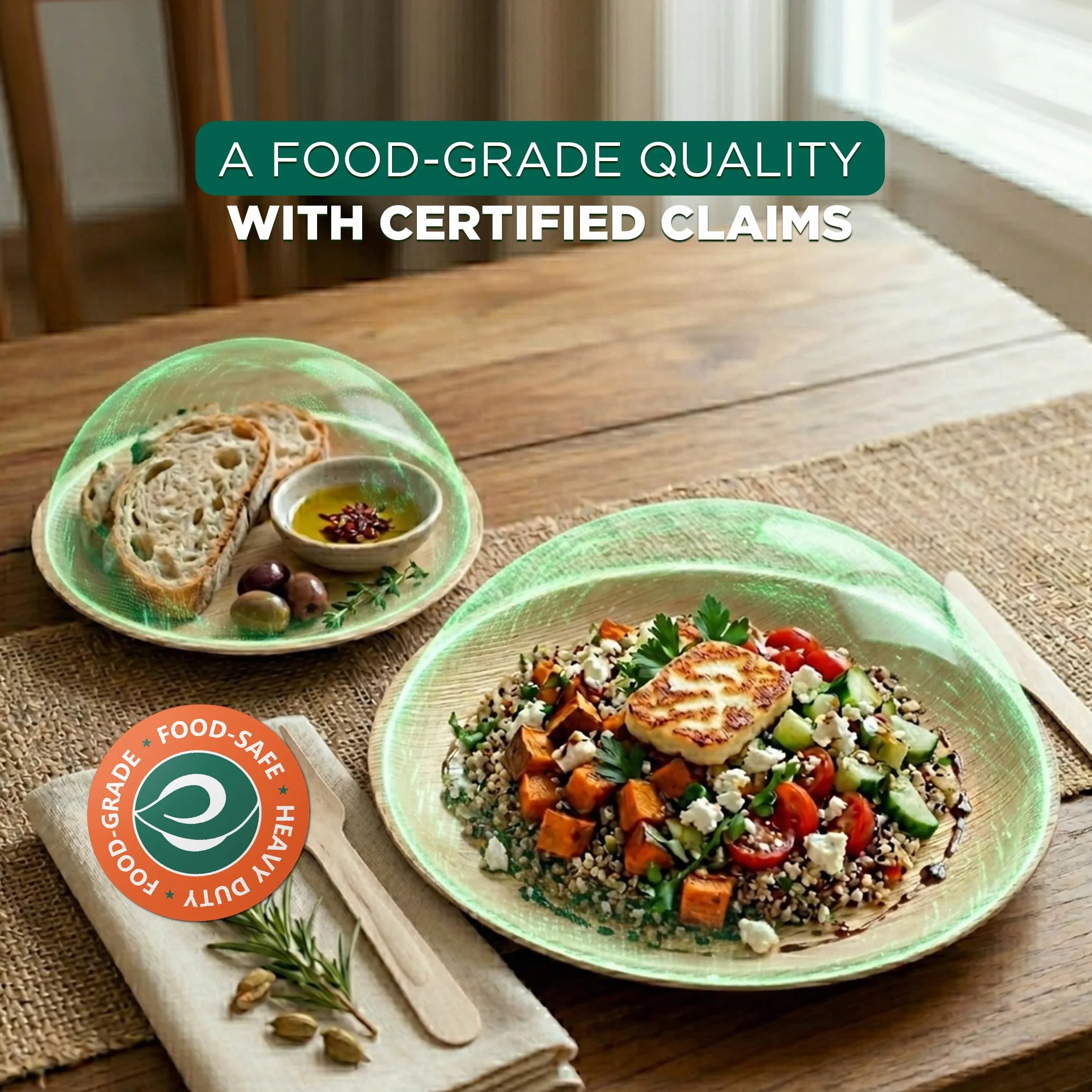 ECO SOUL W 100% kompostowalny zestaw naczyń obiadowych z liści palmowych biodegradowalne jednorazowe przybory