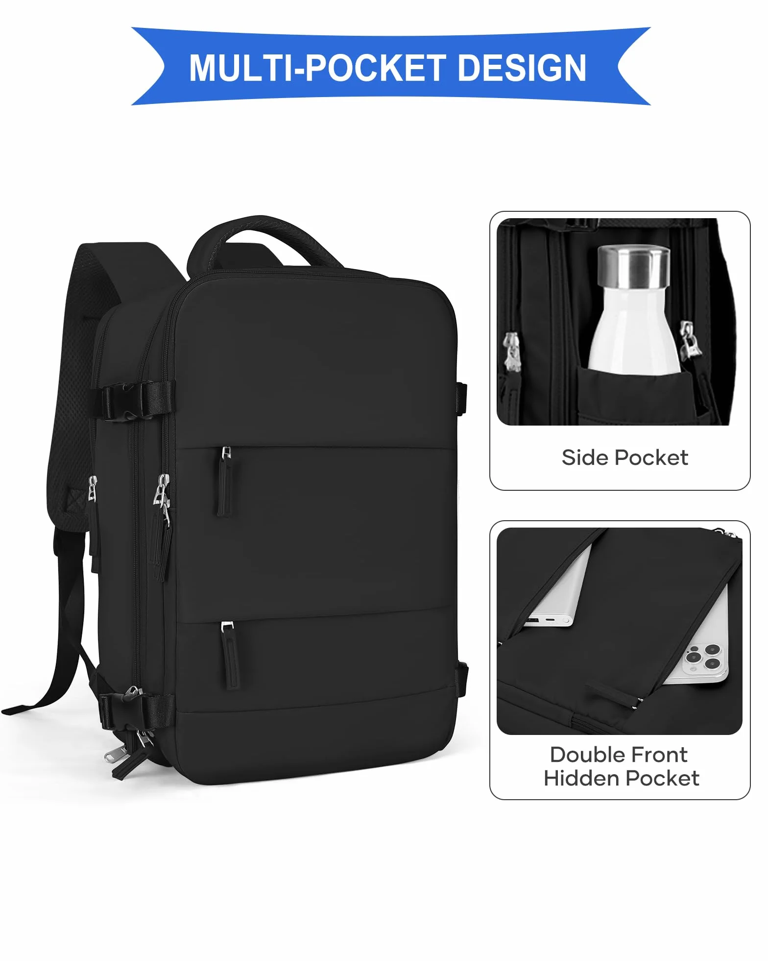 SZLX Duży Plecak Podróżny dla Kobiet, Ryanair 40x30x20 Plecak Wizz Air Cabin Bag Plecak Wodoodporny Plecak Biznesowy na Laptopa Podróżny dla Mężczyzn Bagaż Podręczny samolotowy z przegrodą na buty