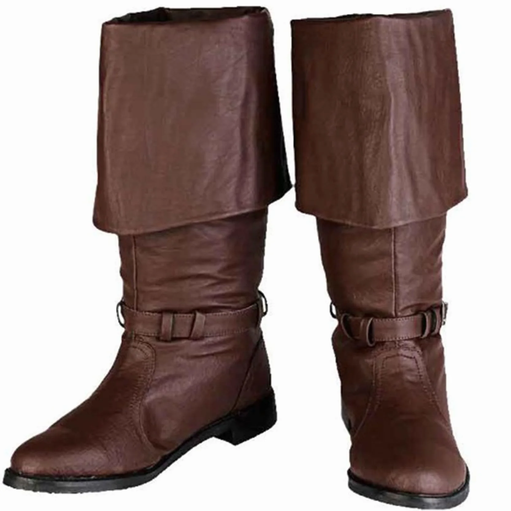 Męskie średniowieczne buty rycerskie vintage rycerz pirackie wysokie buty ze skóry PU kowbojskie buty, akcesoria do kostiumu na Halloween cosplay