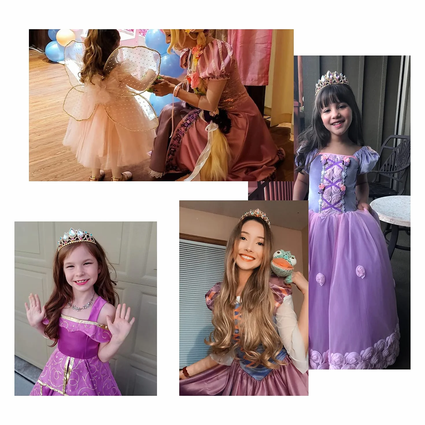Pretty Rapunzel Tiara Aurora Borealis Stein Sparkly Gold Tiara Prinzessin Krone Tangled Kostüm Süßes Geschenk für Mädchen