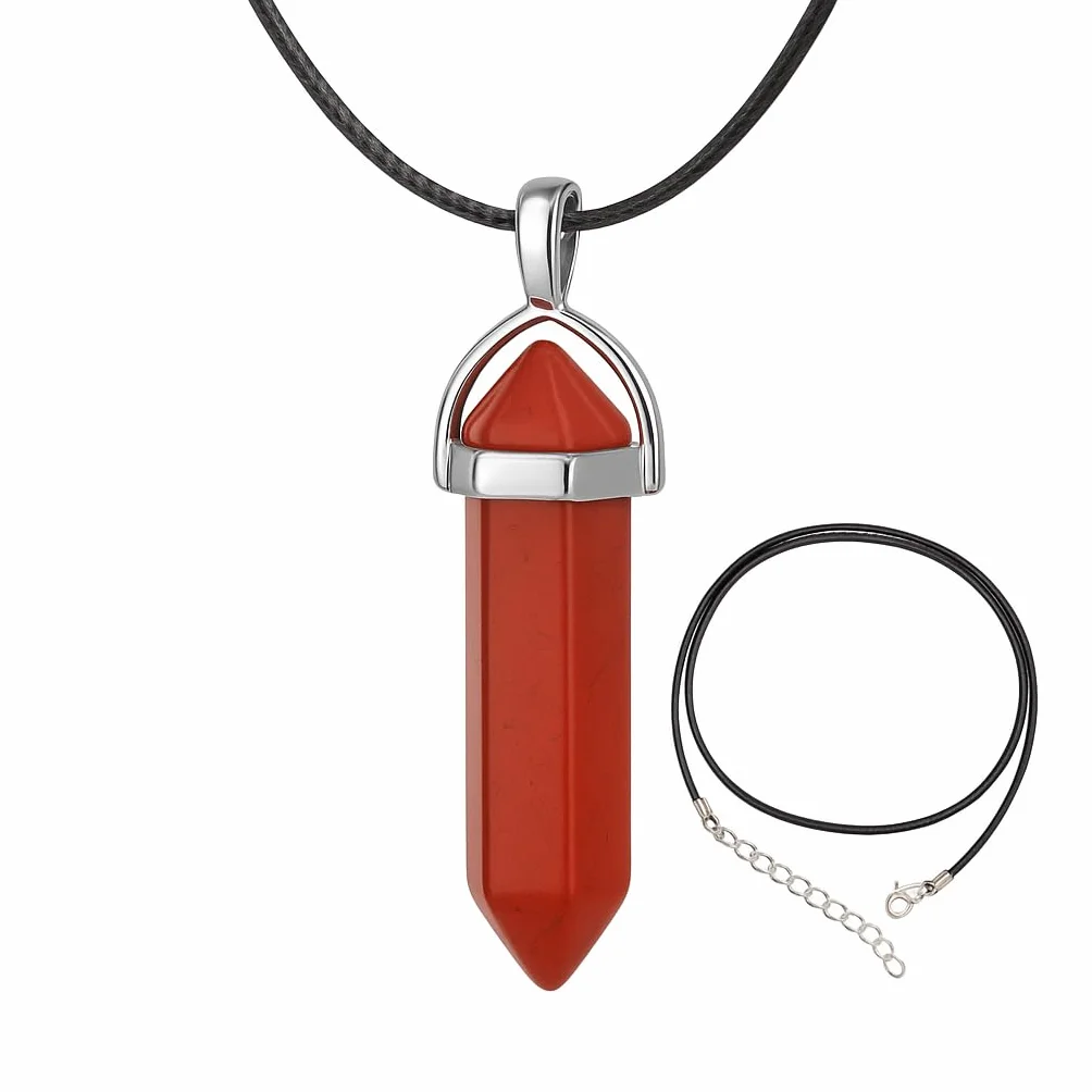 Naturalny Czerwony Jaspis Wisiorek | Amulet energetyczny | Równoważy czakrę korzenia | Regulowany sznurek | Styl czeski | Duchowy prezent, 32, Kamień, Czerwony Jaspis
